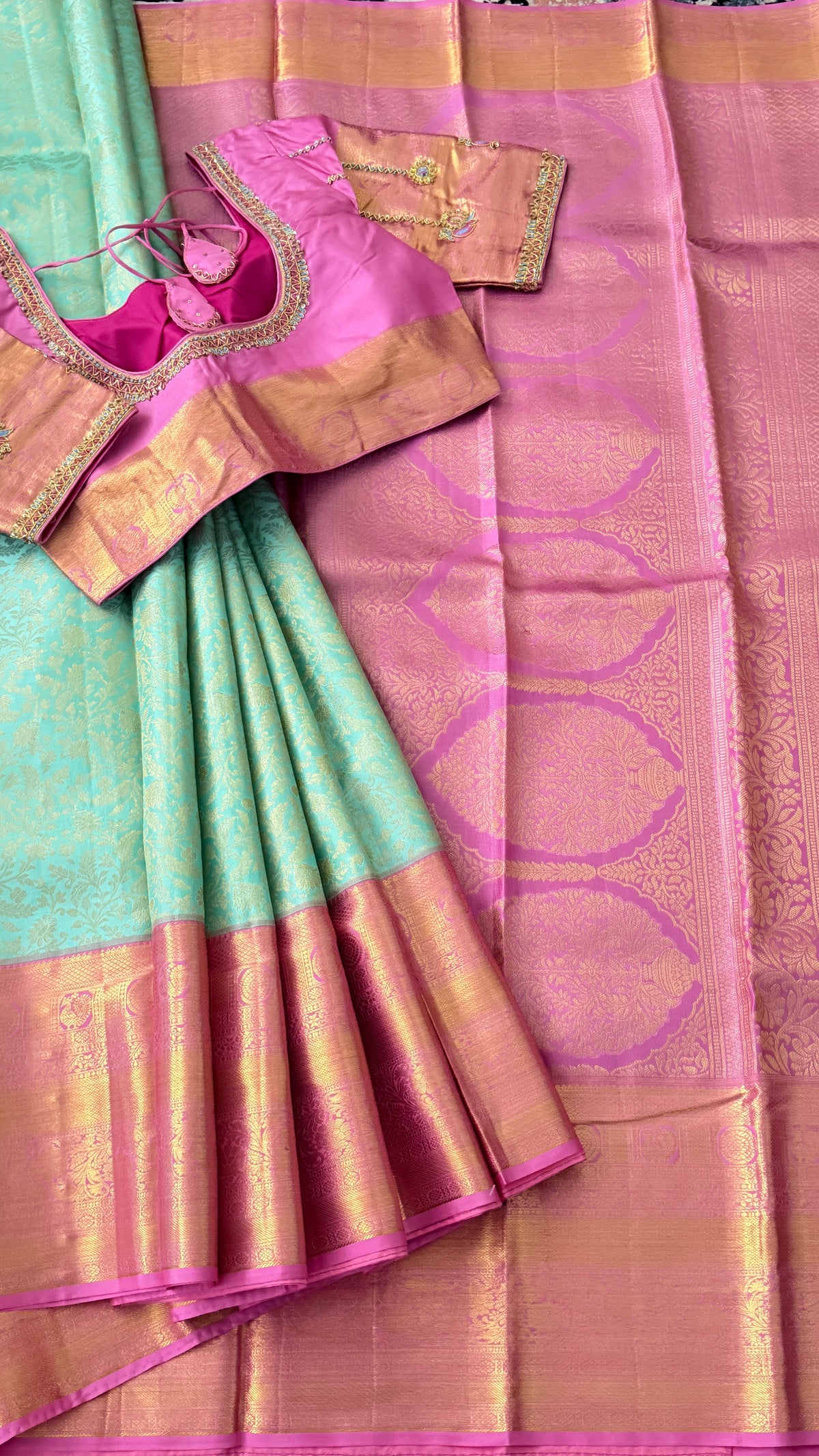 Mint Green Kanchi Silk Saree