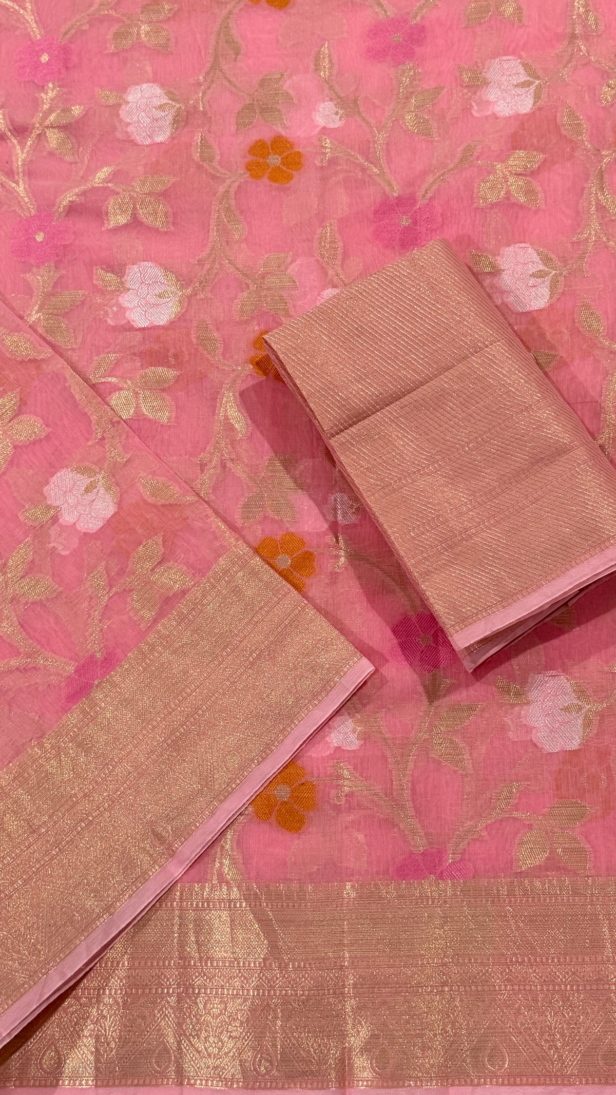 Pink chanderi Silk Saree