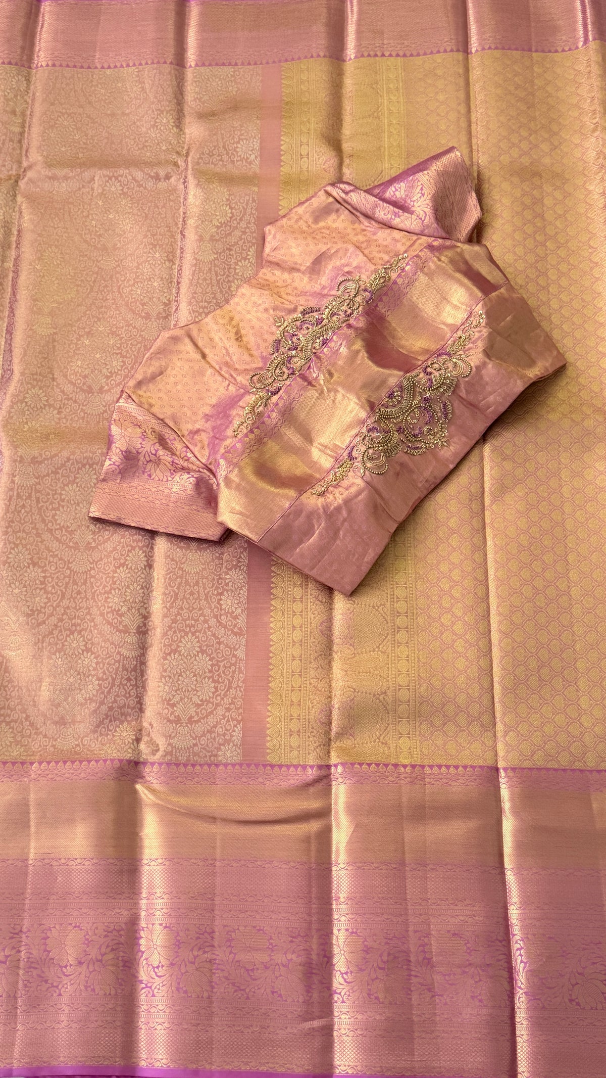Rose Pink Kanchi Silk Saree