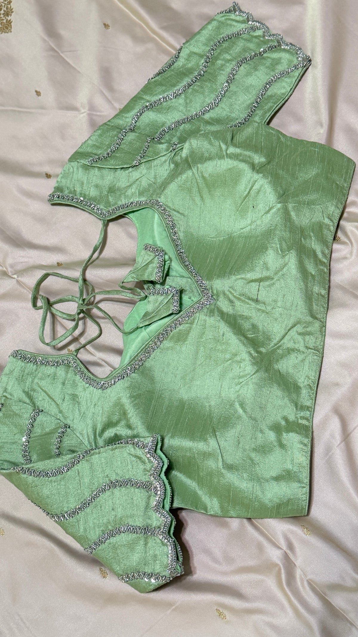 Seaform Green Raw Silk Blouse