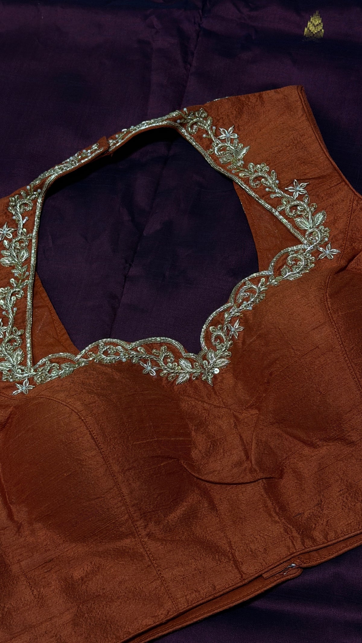 Burnt Orange Raw Silk Blouse