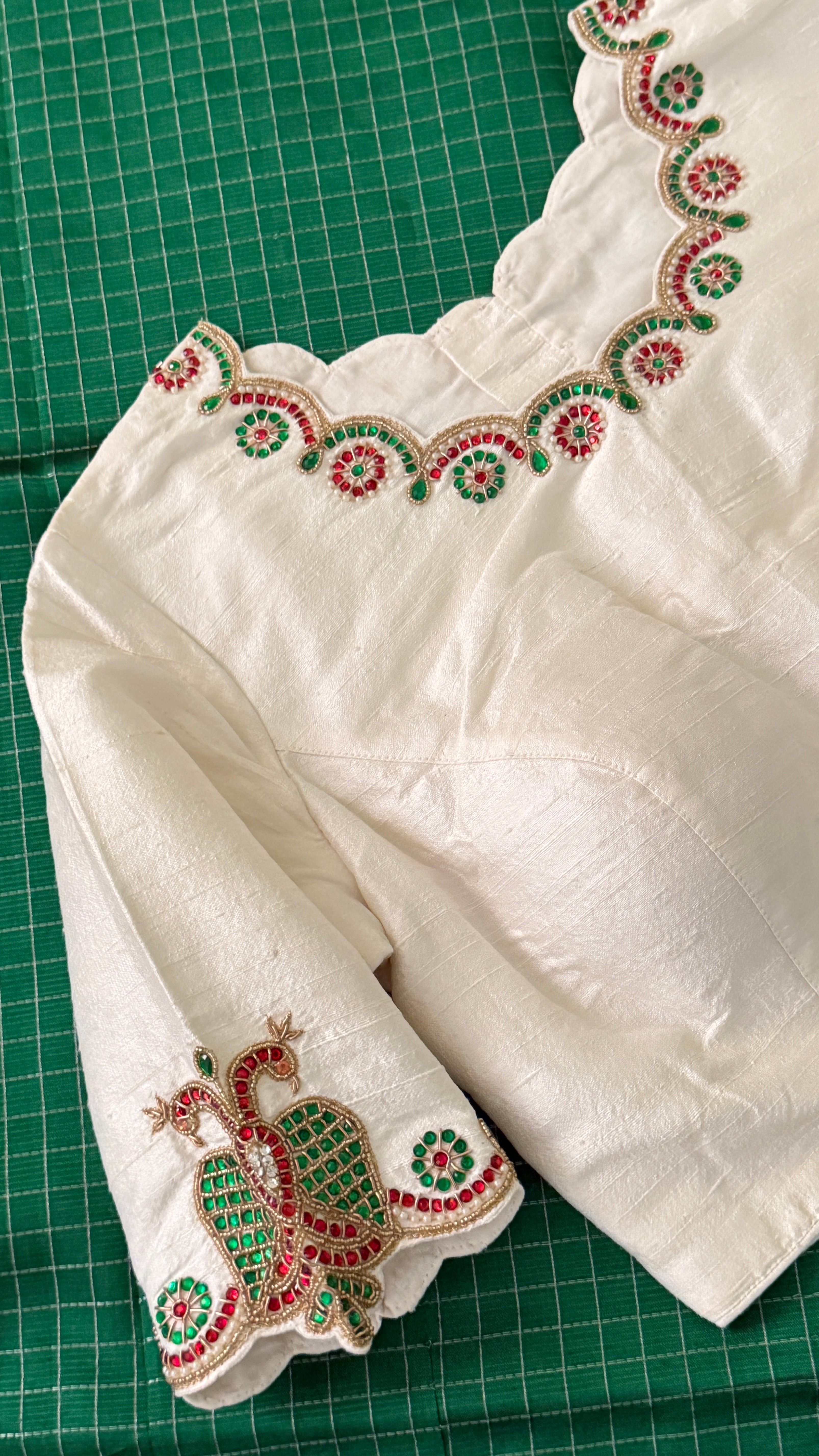 White High-Neck Jewel Blouse