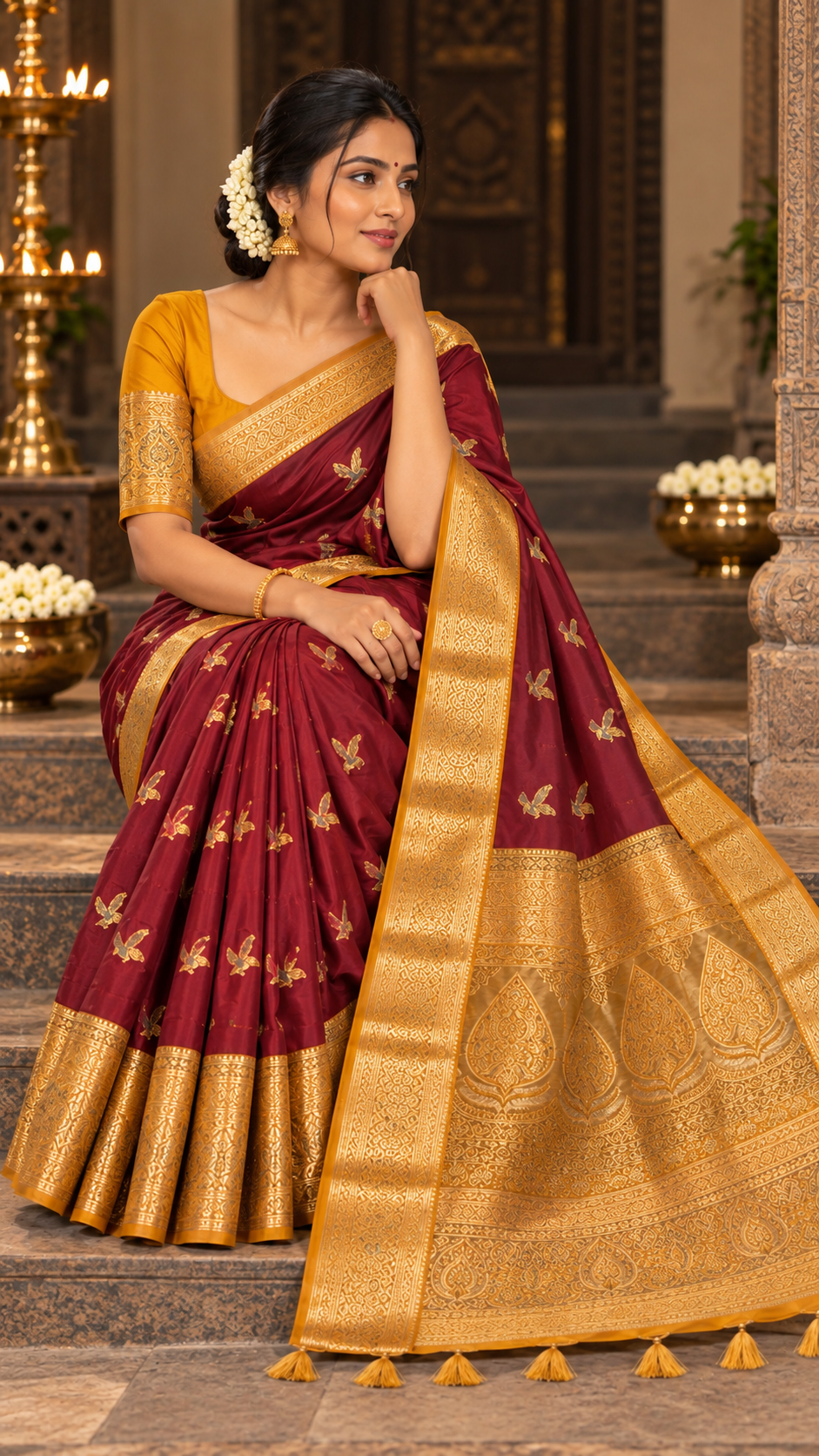 Maroon Kanchi Silk Saree