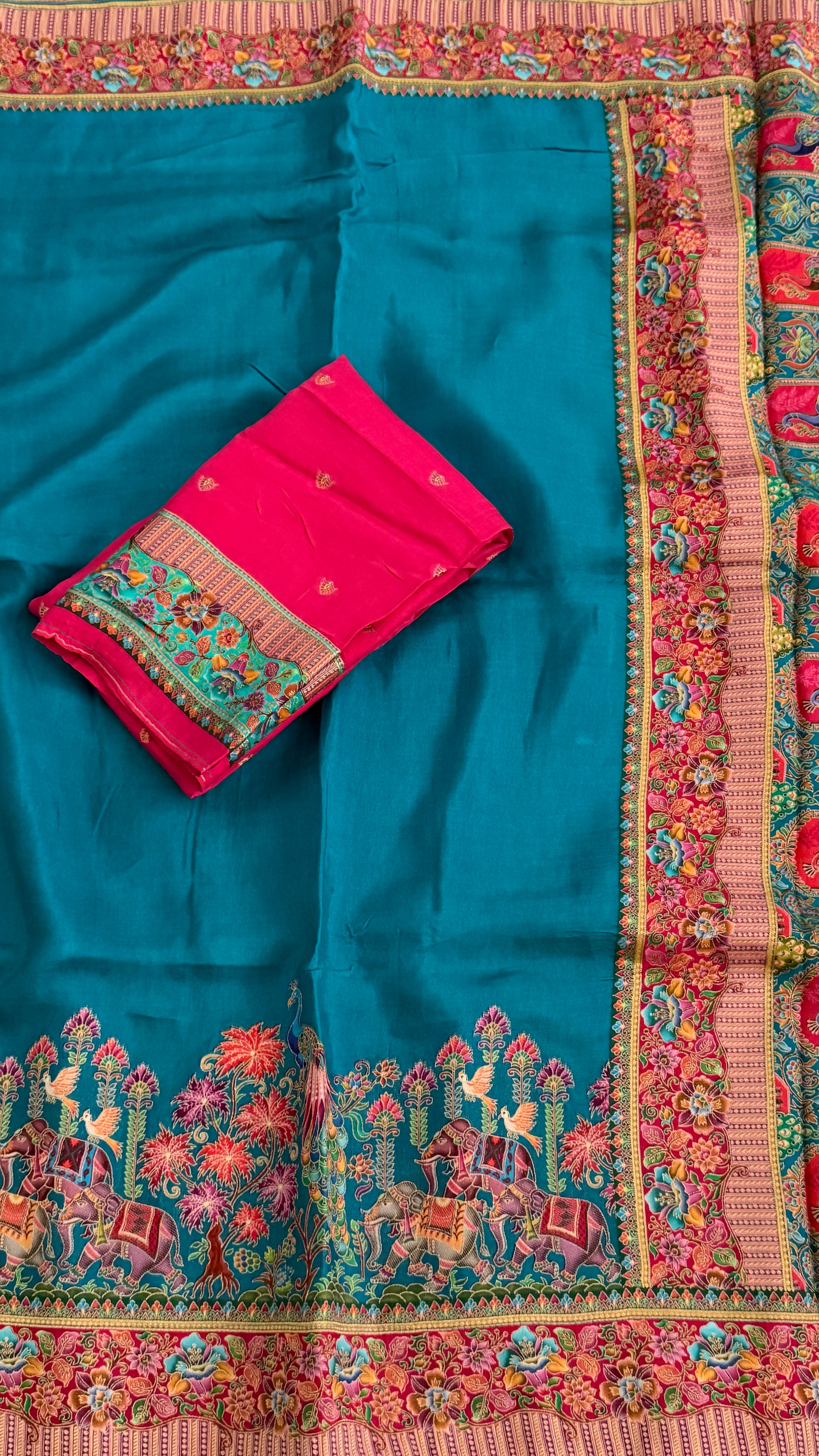 Blue Munga Silk Saree