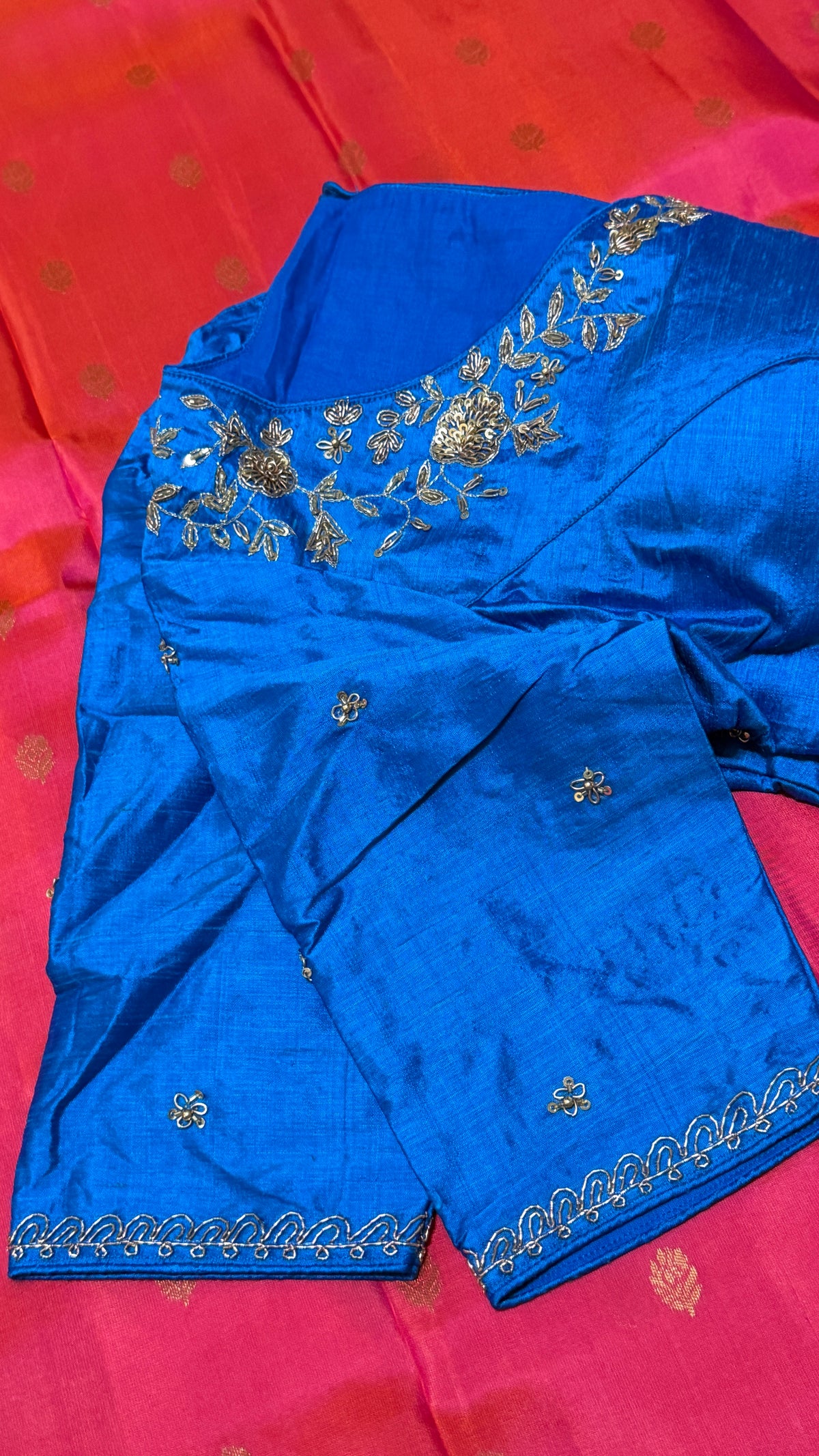 Royal blue Raw Silk Blouse