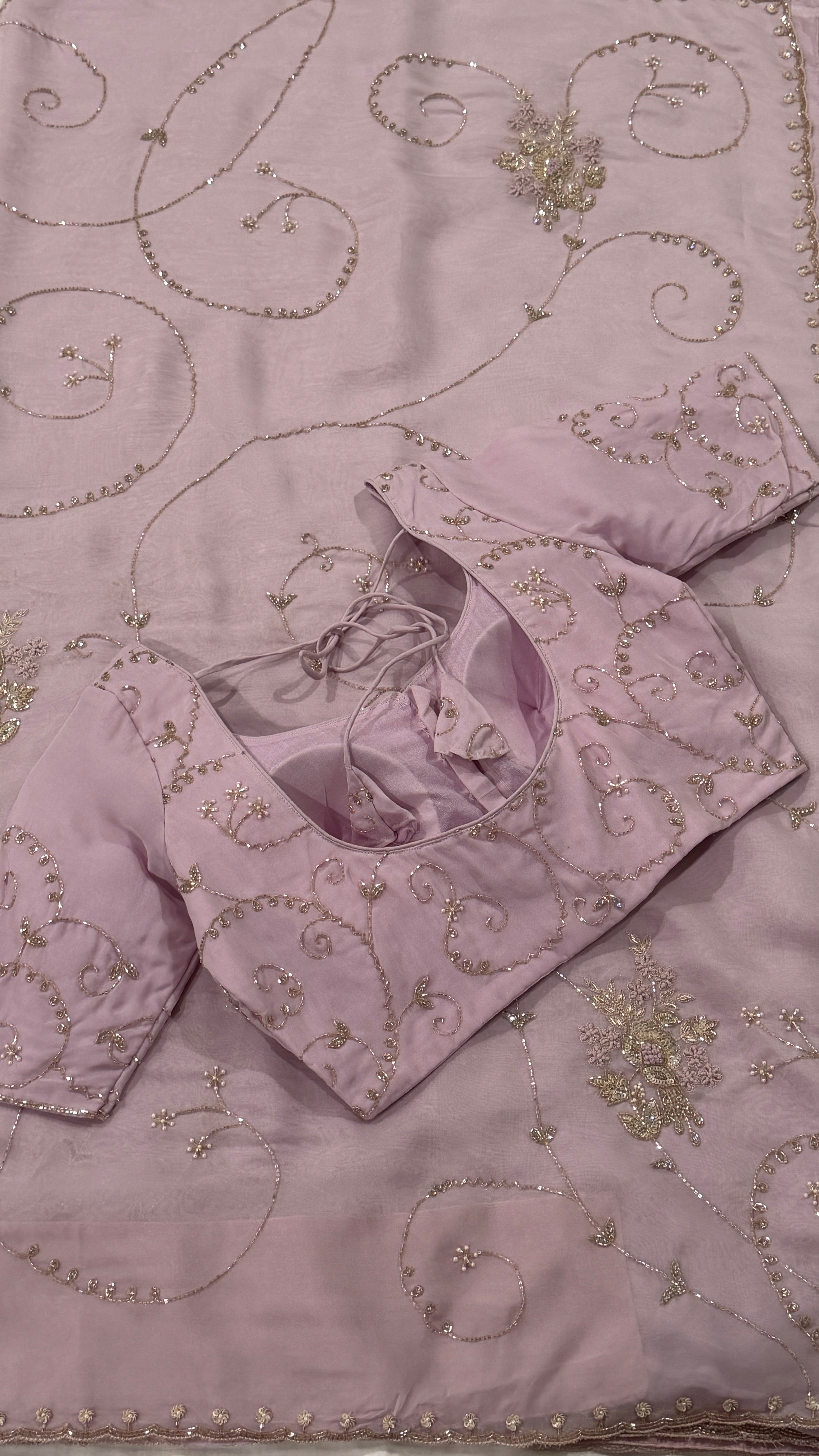Lilac Glass Organza Fancy Saree