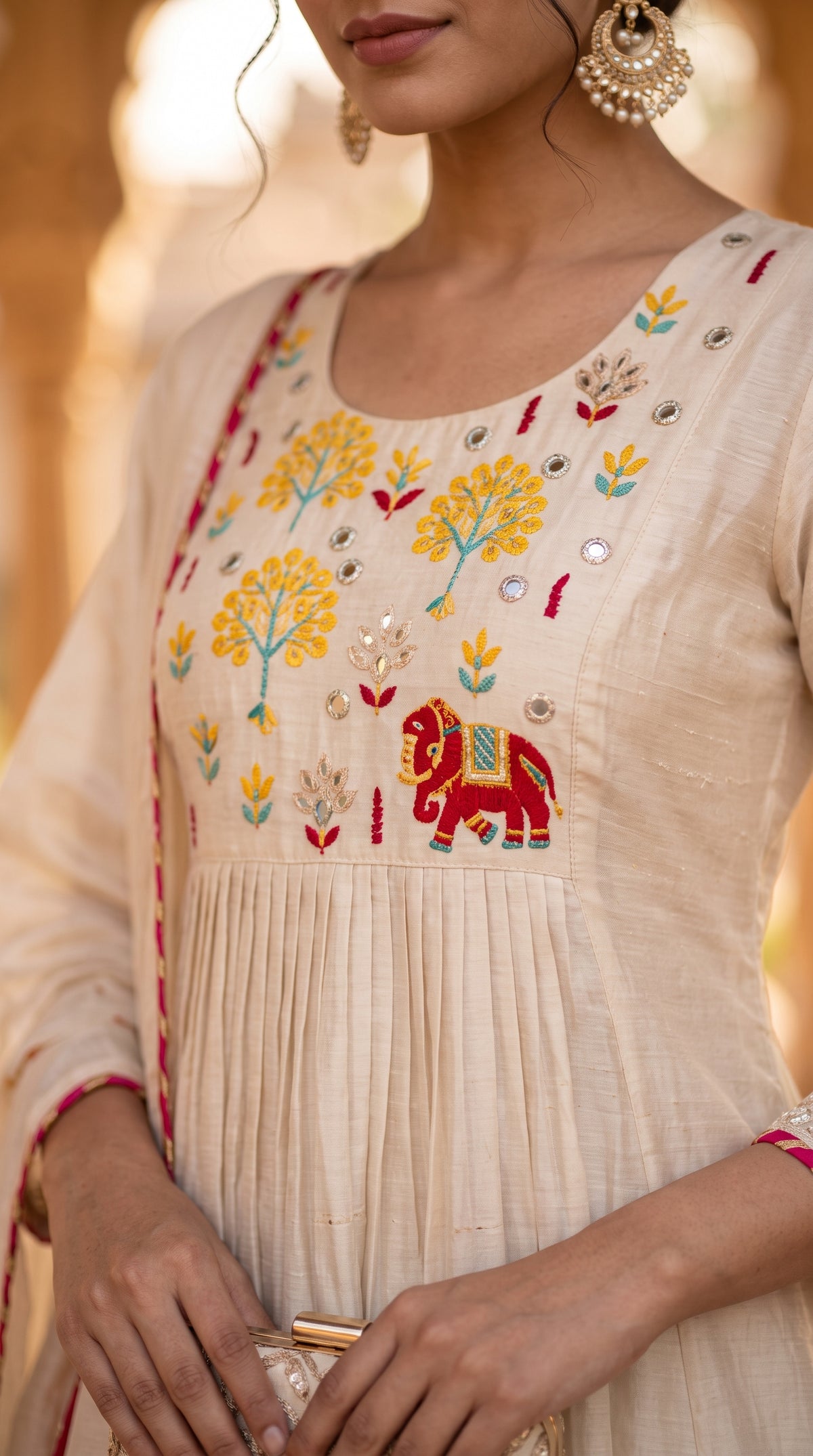 White Mul Chanderi Salwar Suit