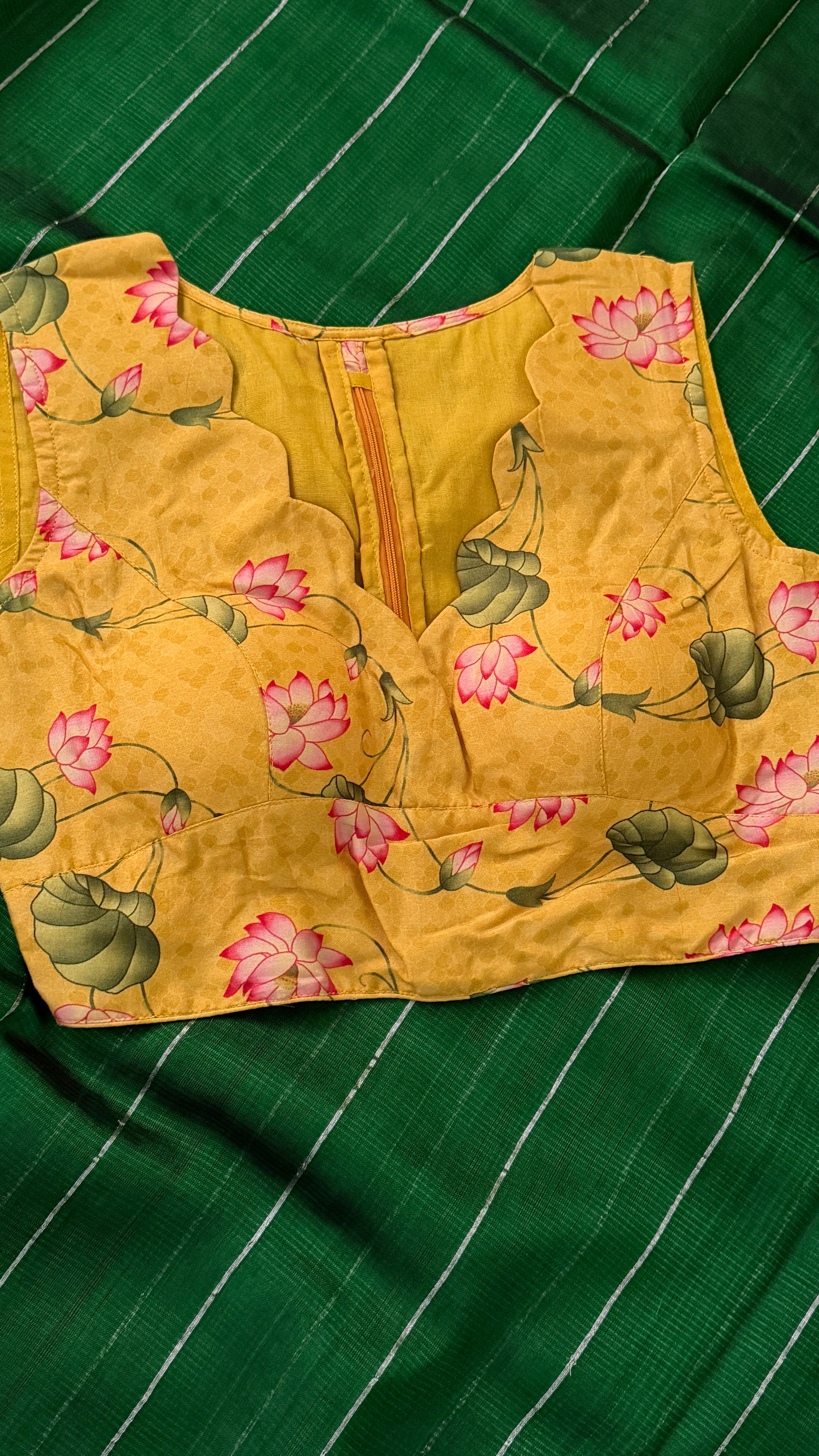 Yellow Floral Printed Sleeveless Blouse
