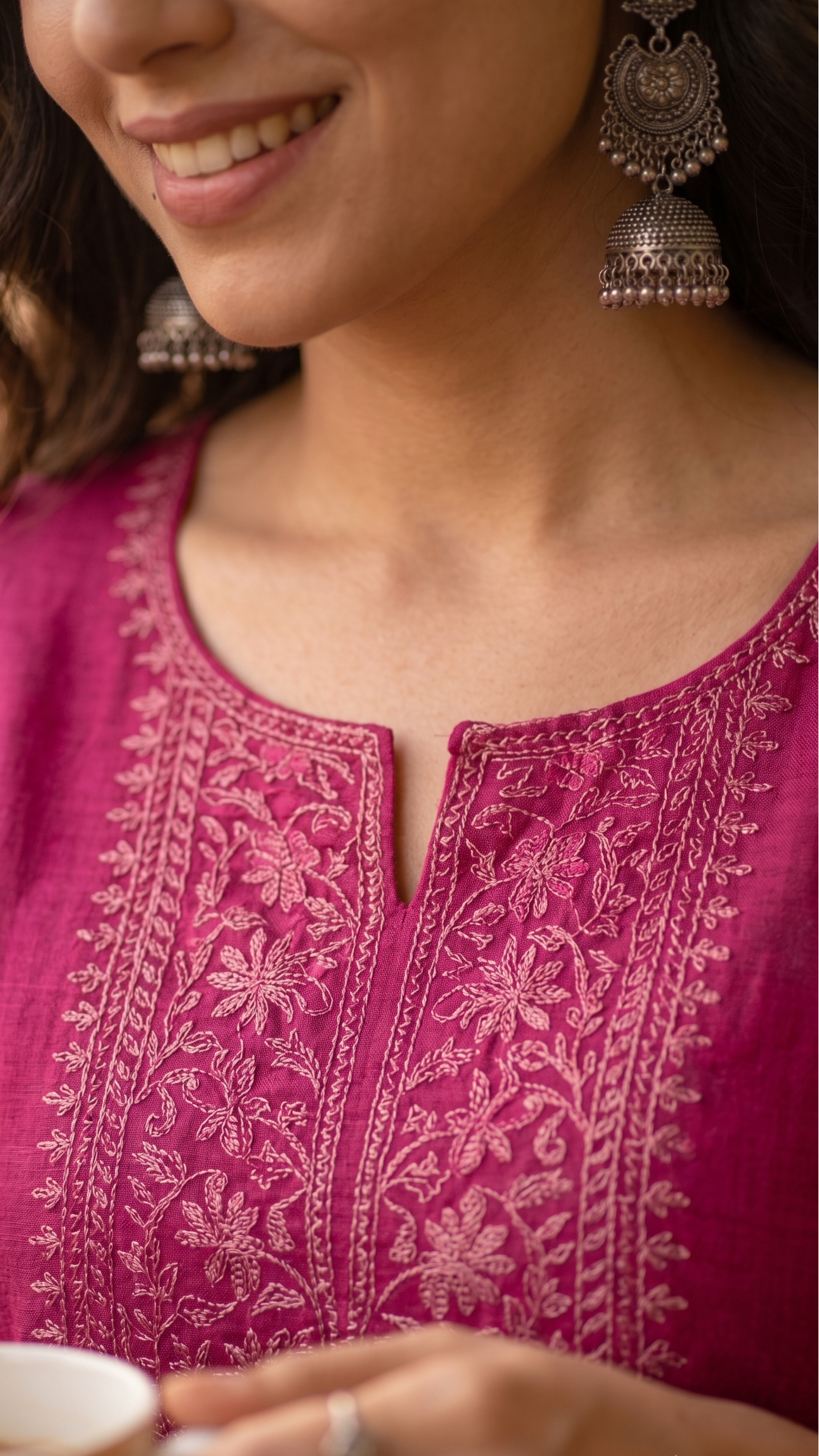 Rani Pink Rayon Cotton Kurti