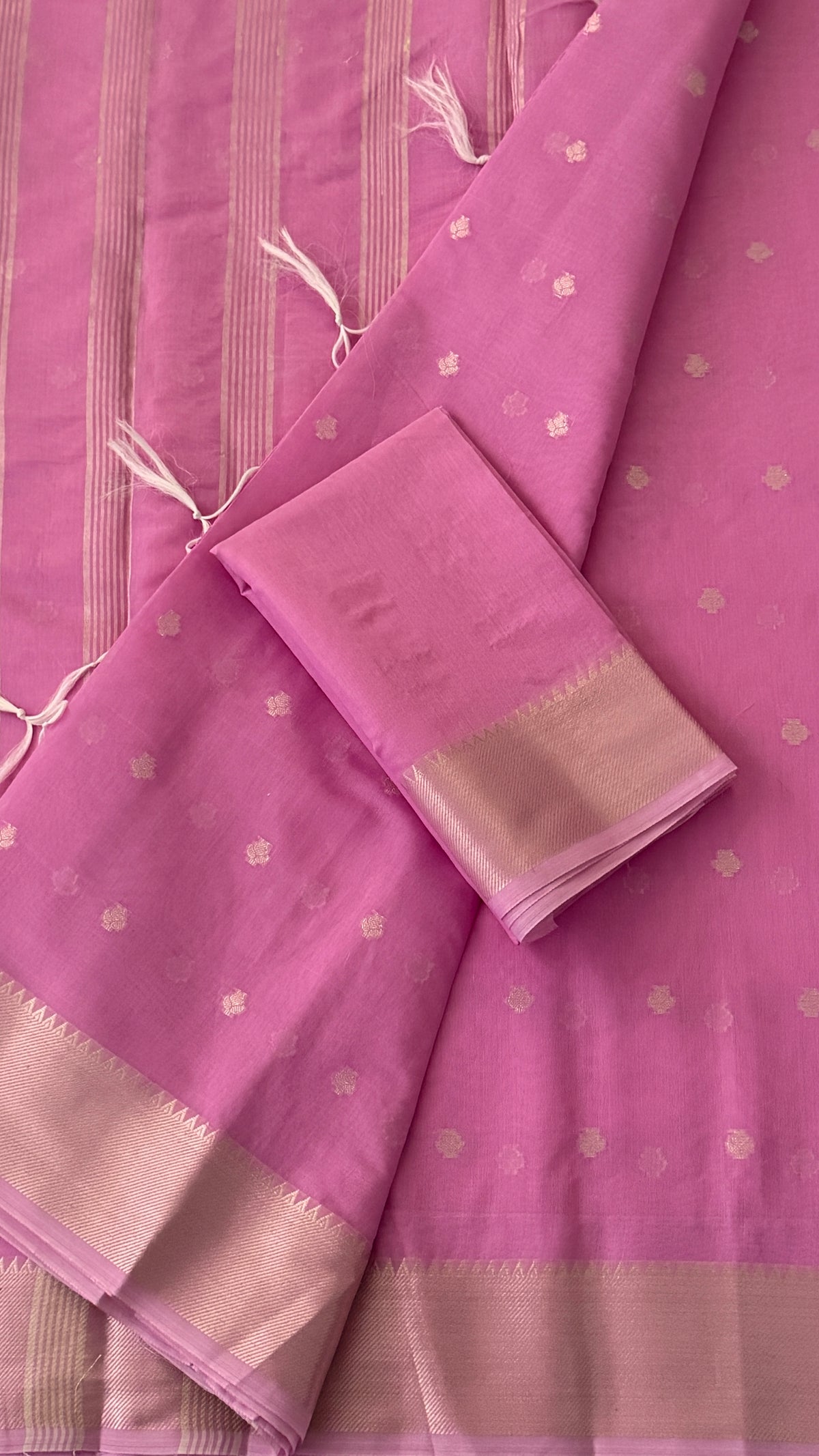 Bubblegum Pink Cotton Silk Saree