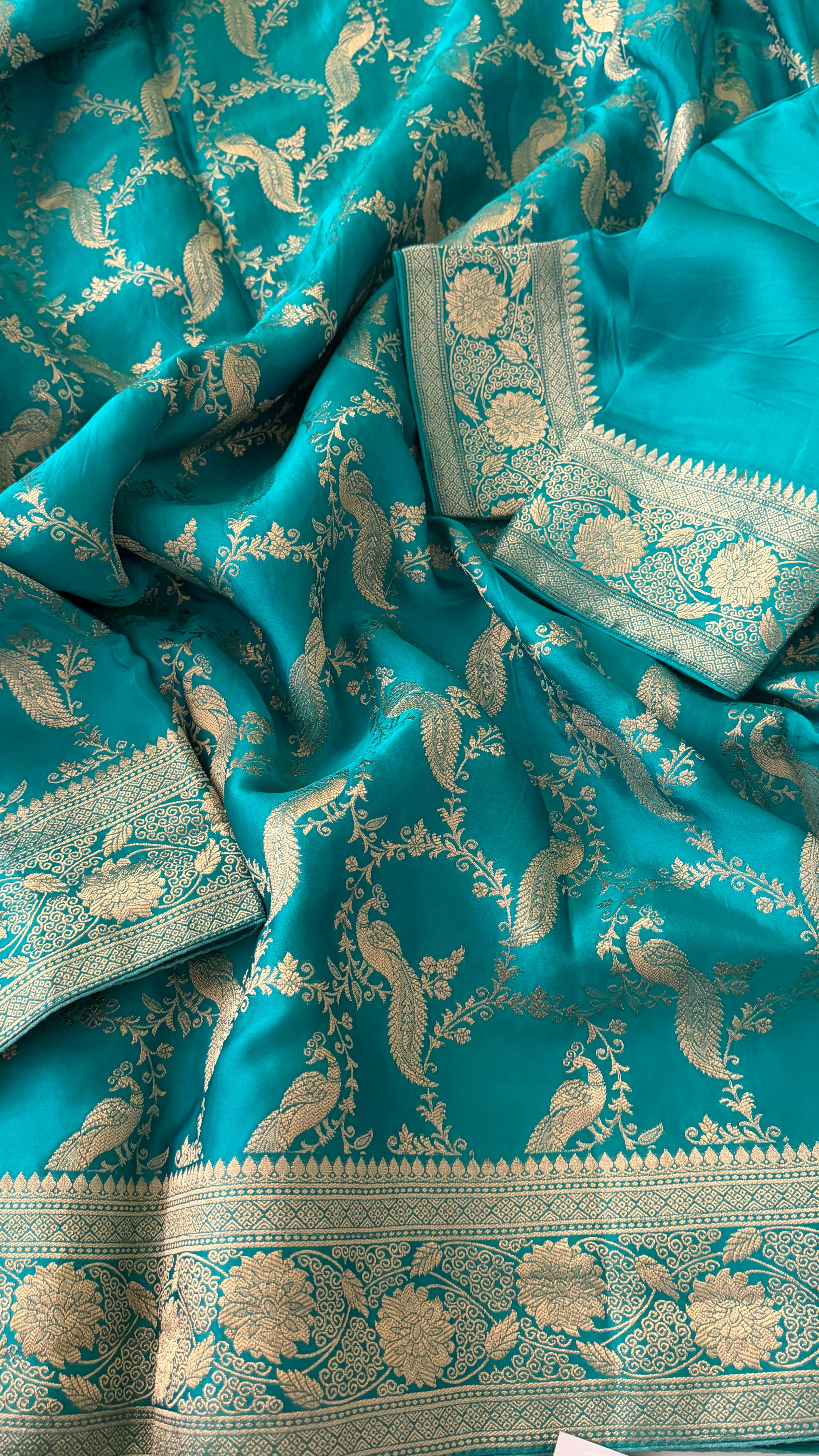 Blue Banarasi Satin Silk Saree