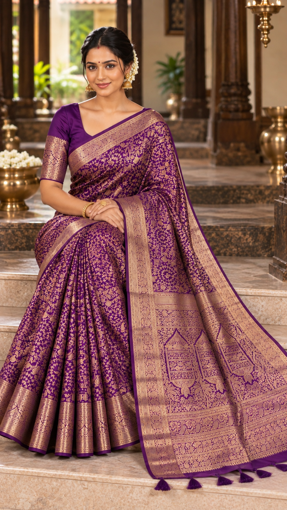 Violet Kanchi Silk Saree