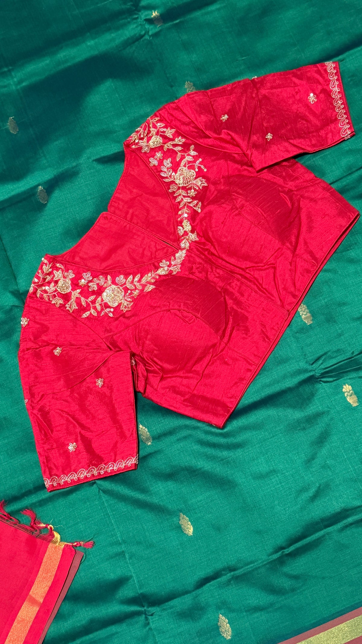 Red Raw Silk Blouse