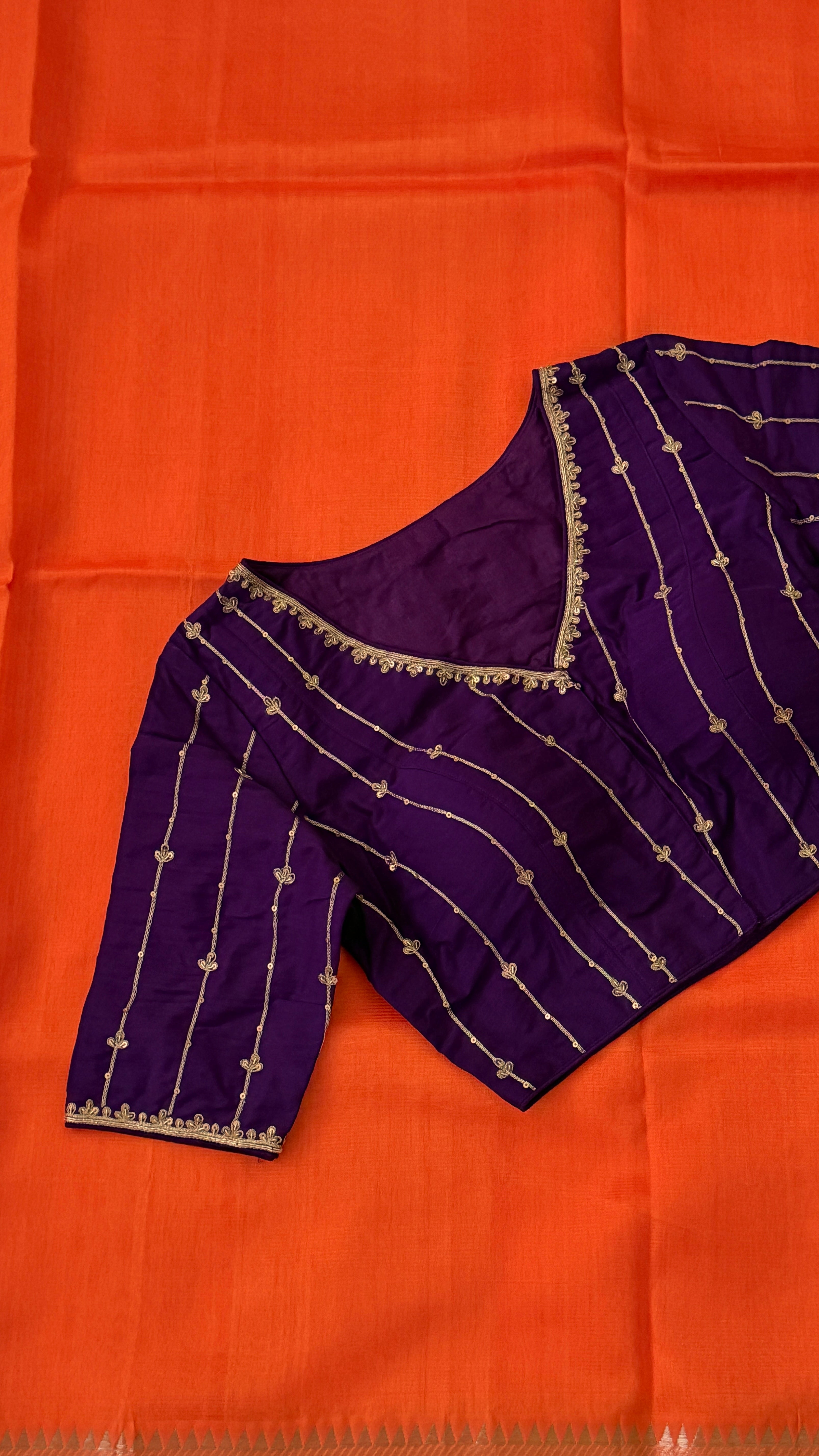 Violet Stripe Embroidery Blouse
