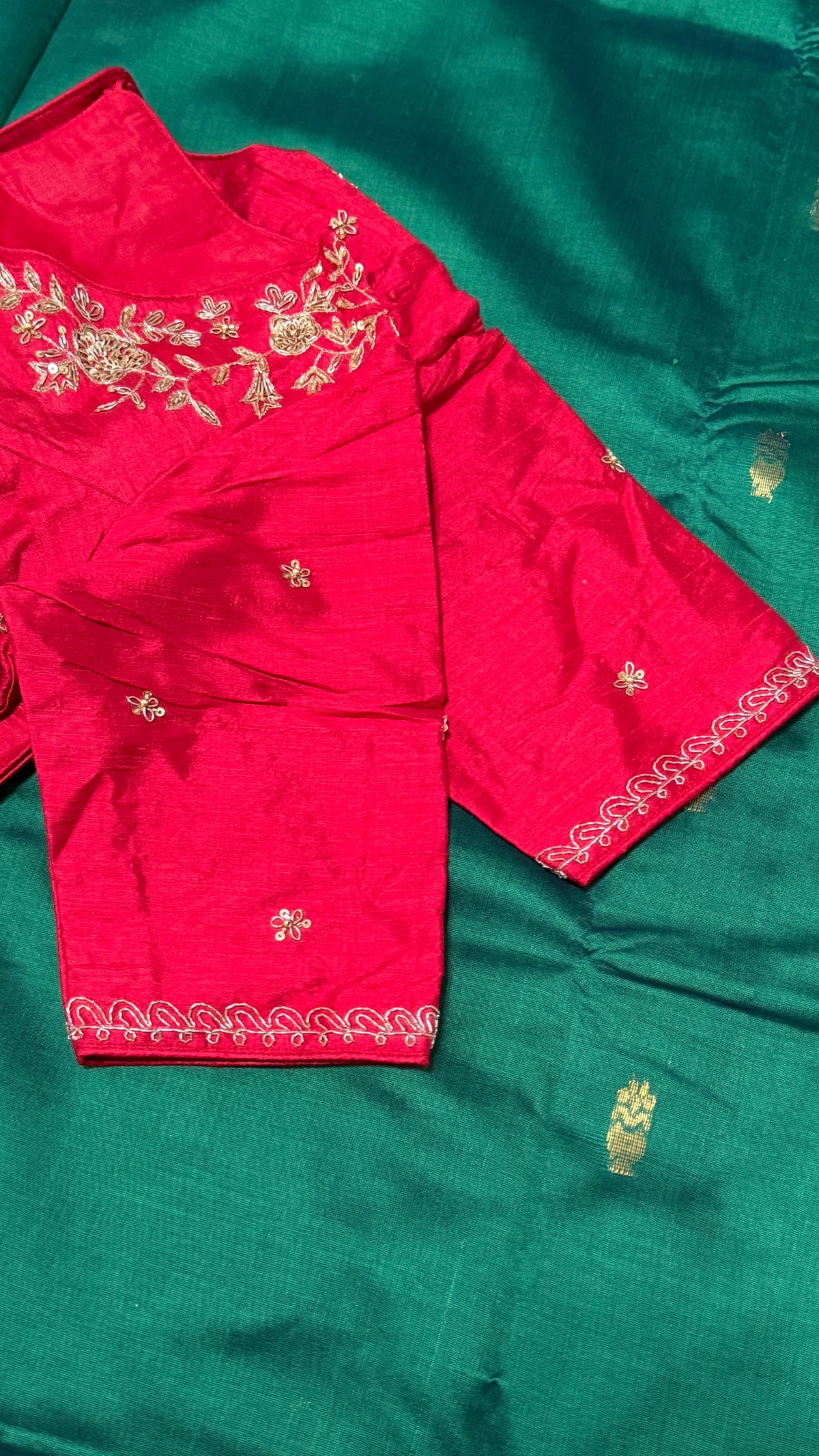 Red Raw Silk Blouse