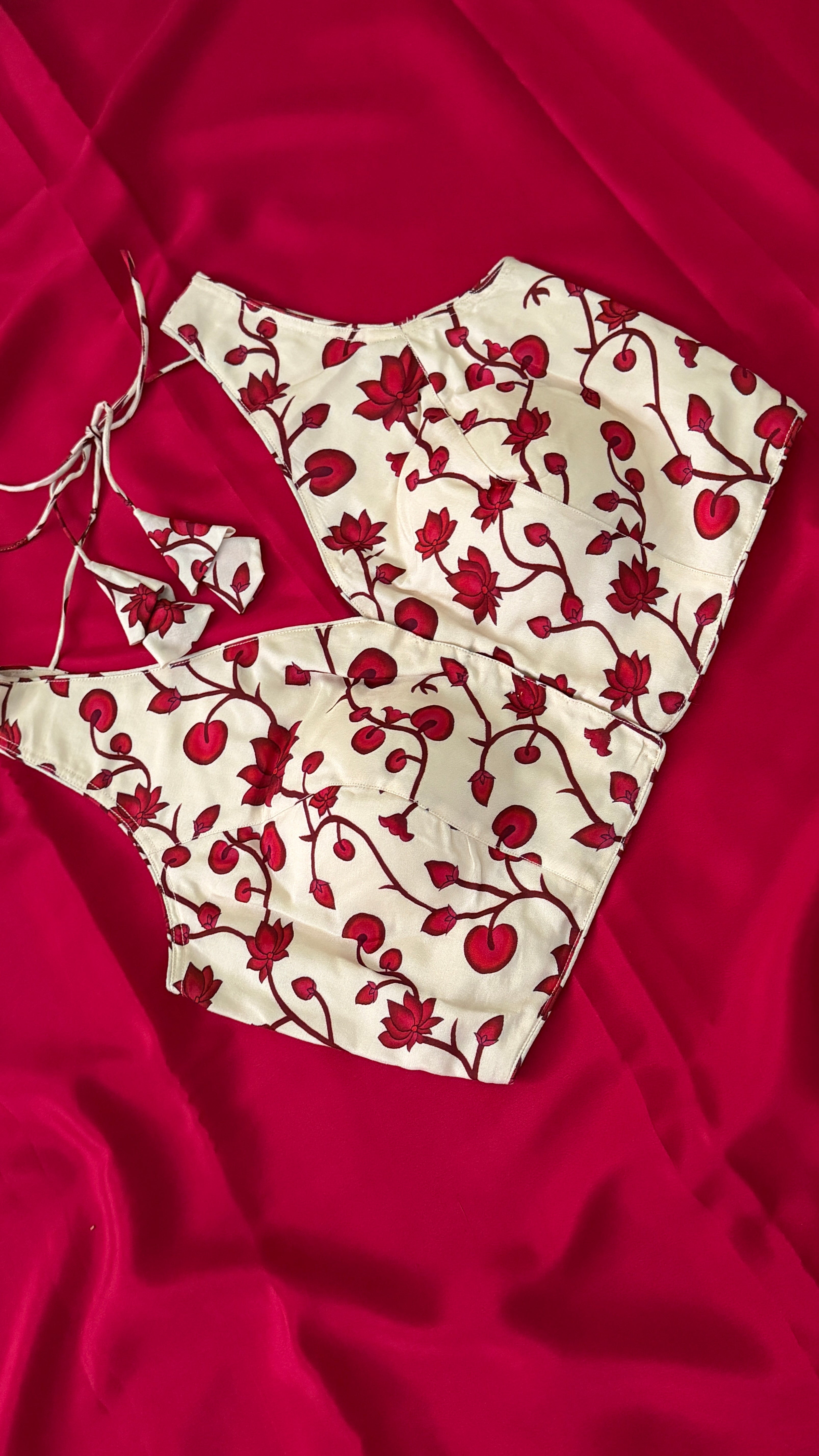 White Floral Sleeveless Blouse