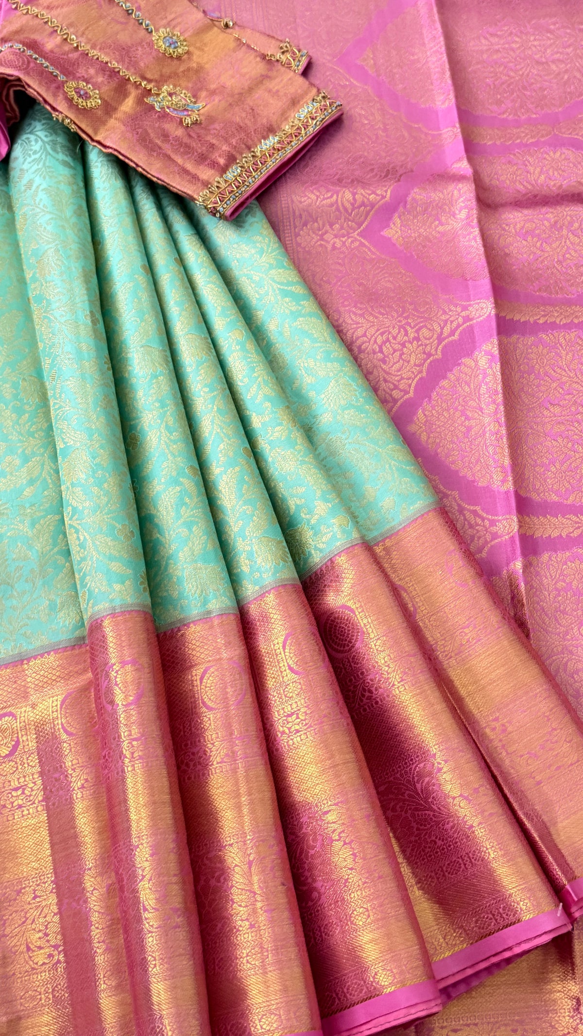 Mint Green Kanchi Silk Saree