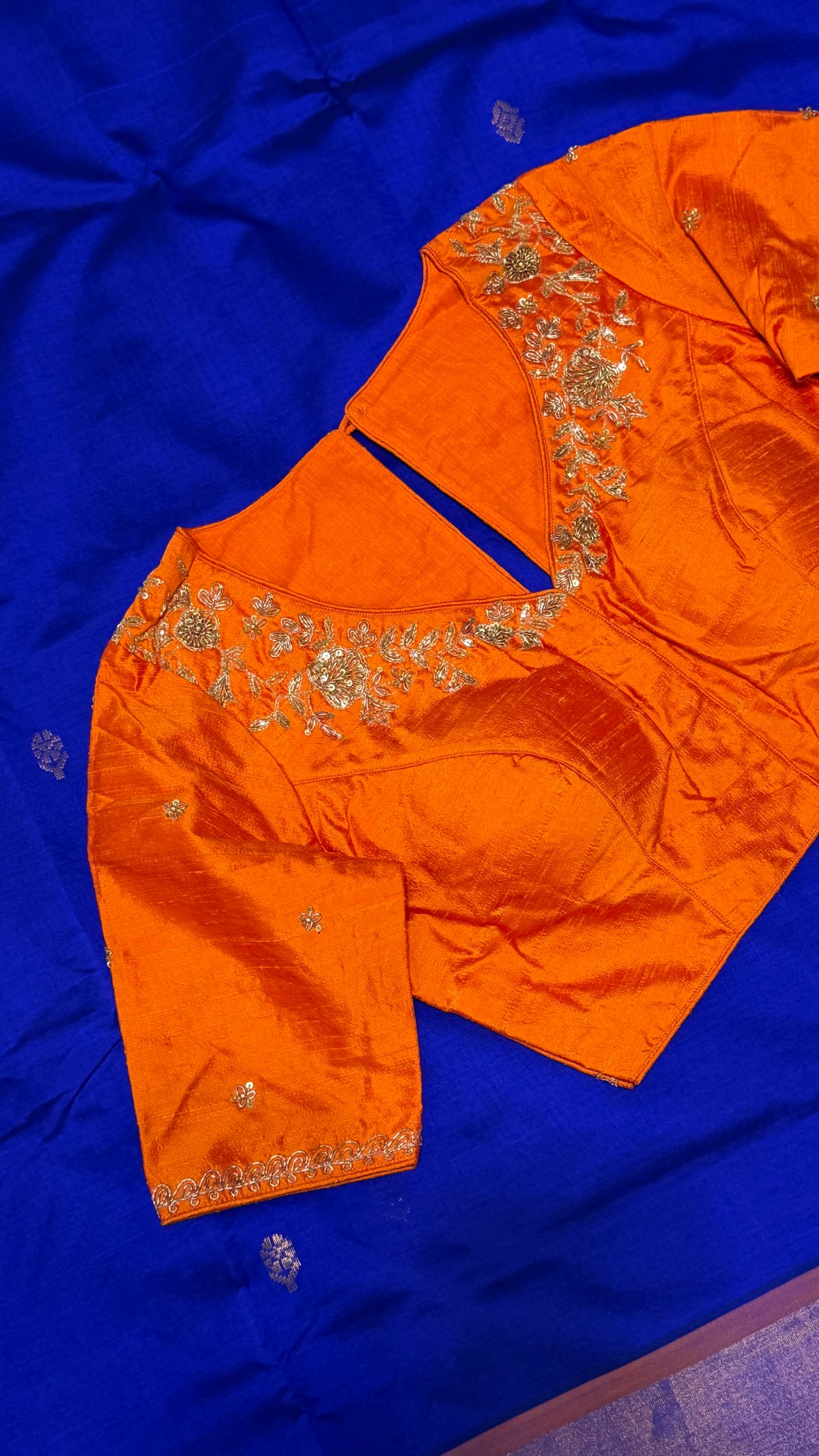 Orange Raw Silk Blouse