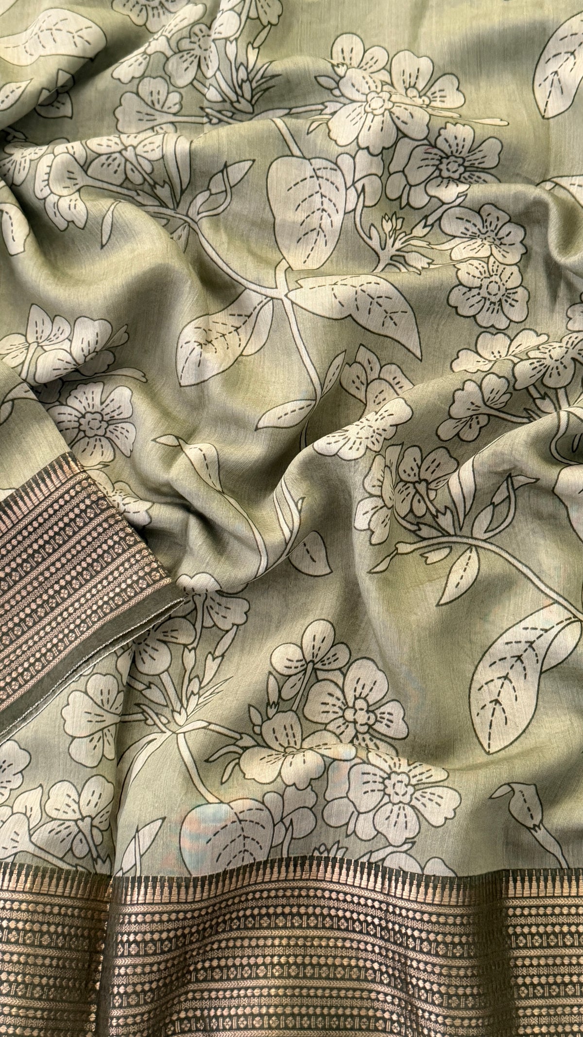 Muted Sage Green Soft Cotton Saree