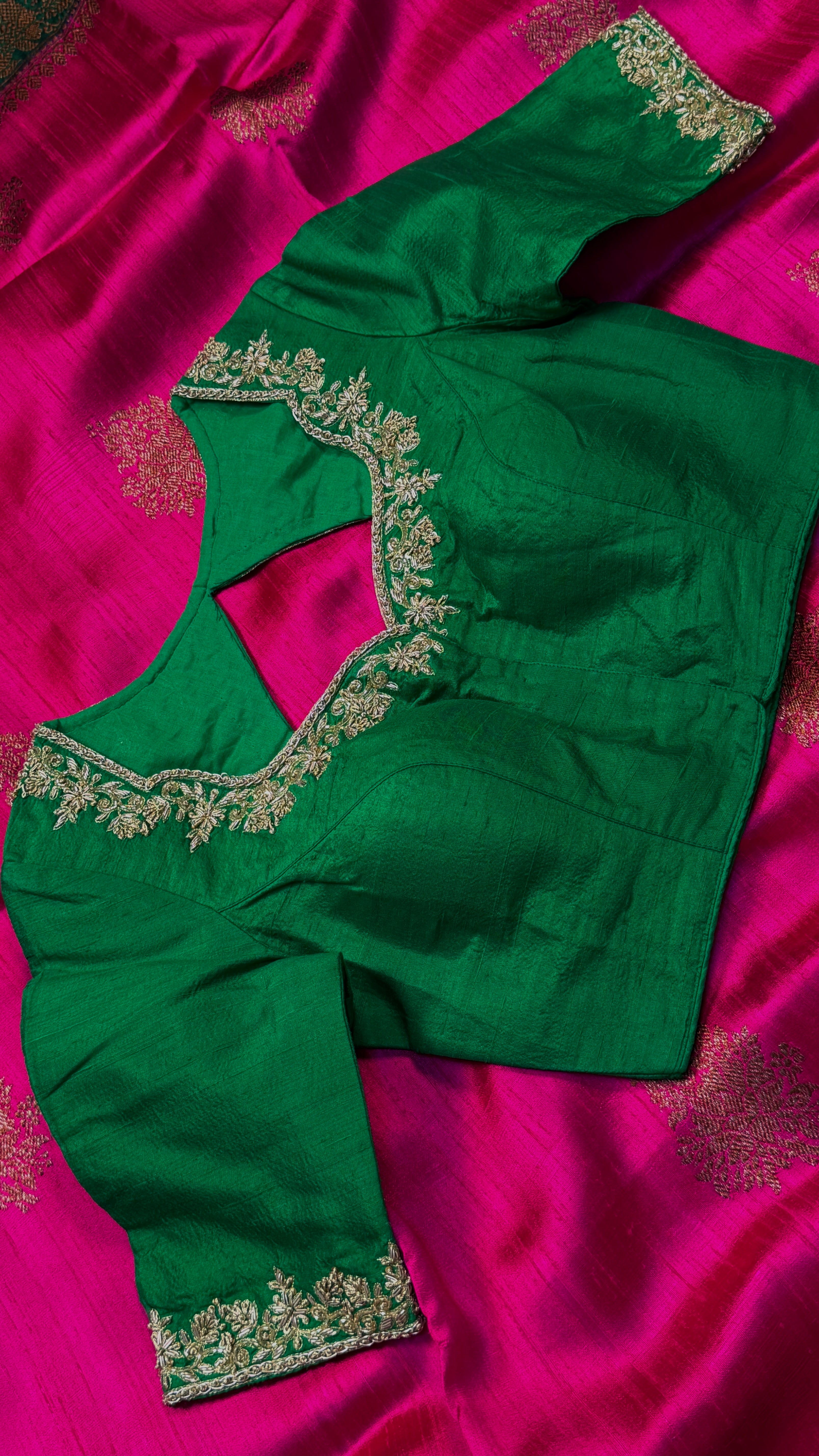 Bottle Green Zardosi Blouse