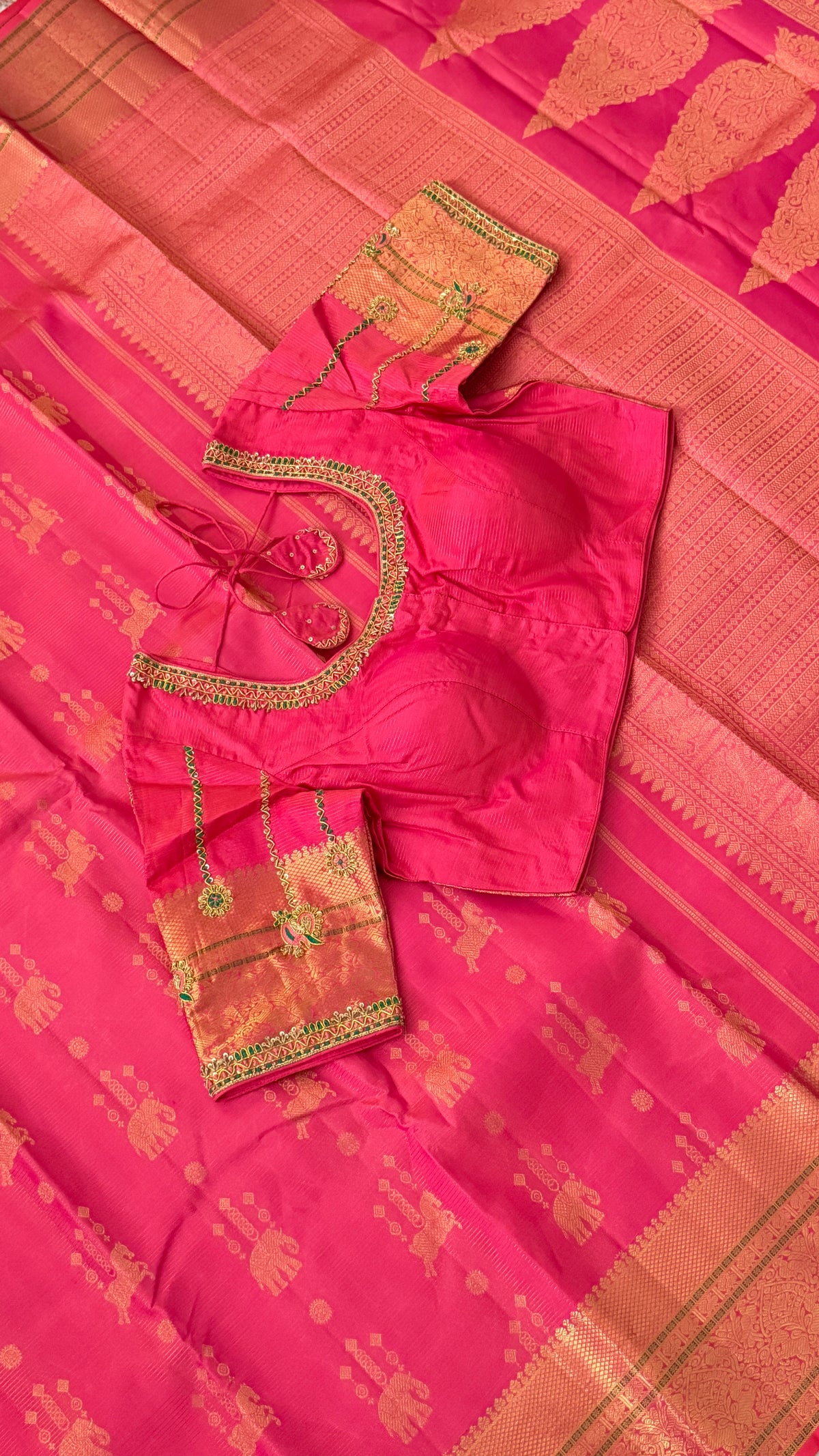 Hot Pink Kanchi Silk Saree