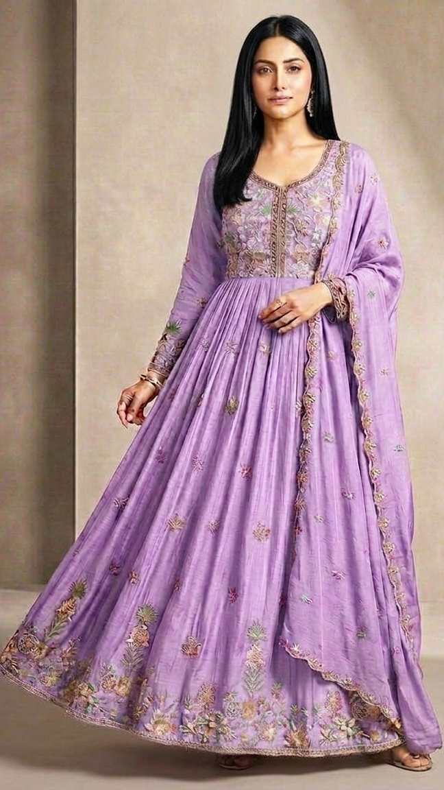 Lavender Muslin Silk Salwar Suit