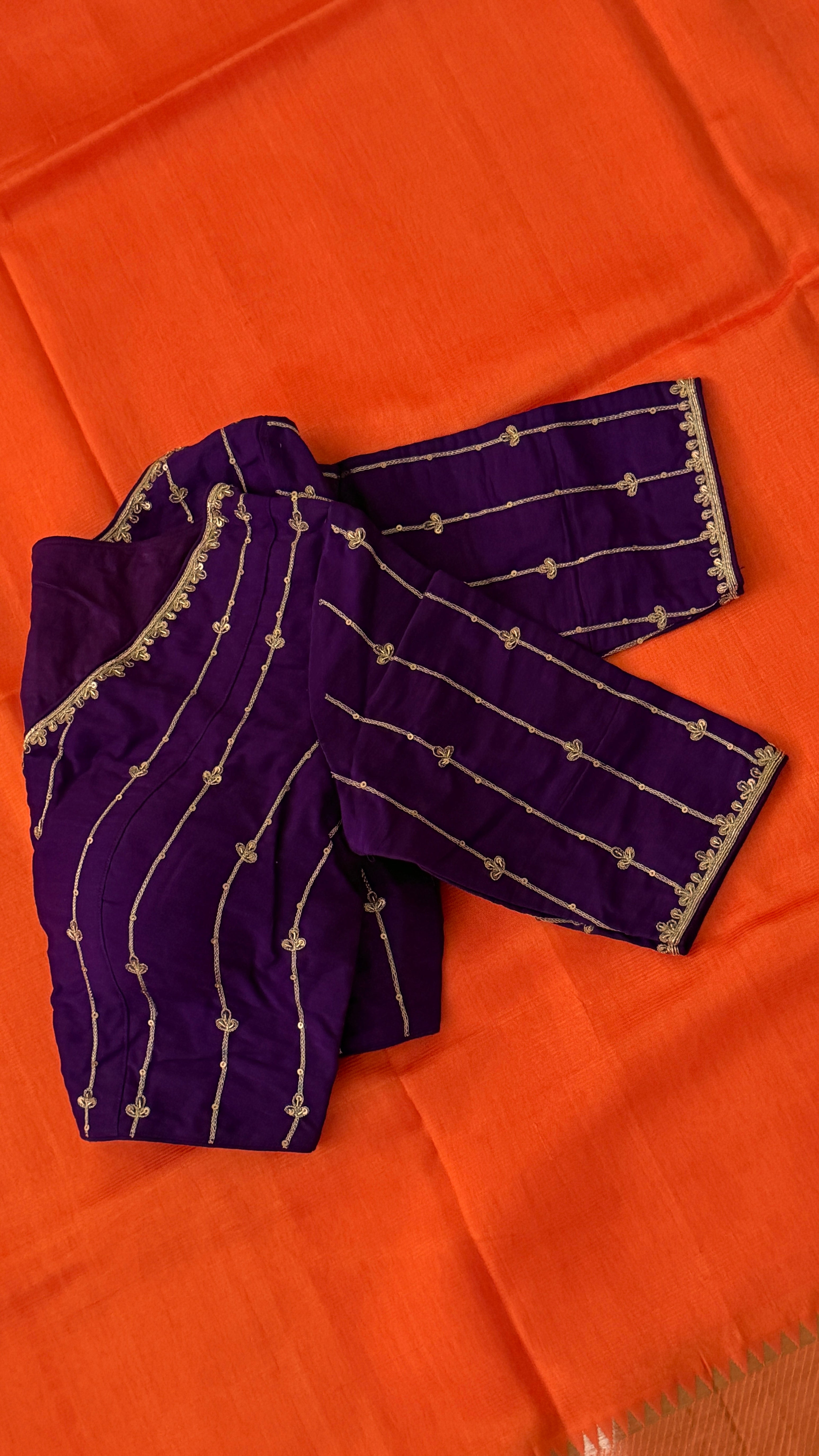 Violet Stripe Embroidery Blouse