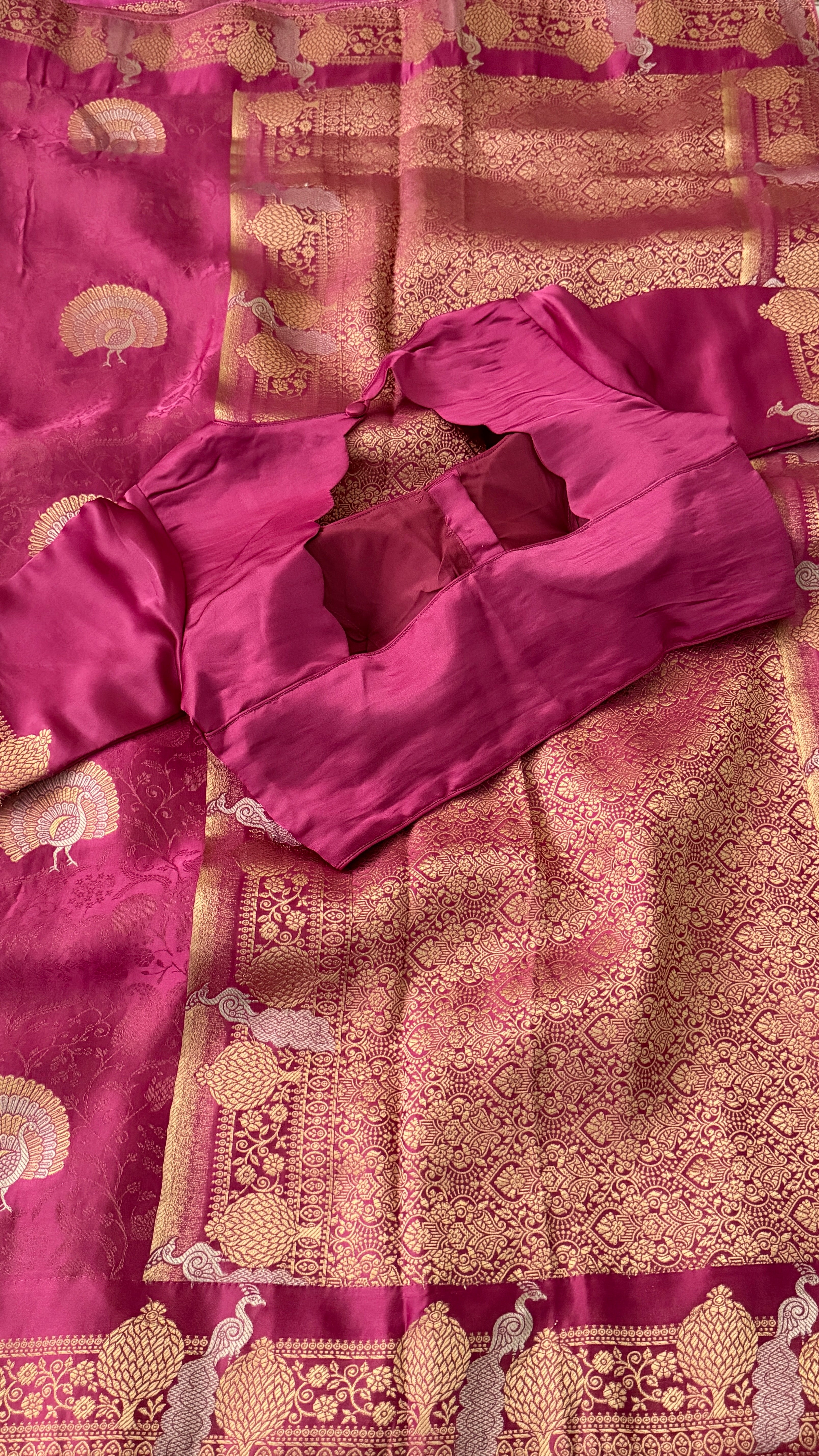 Mauve Banaras Satin SIlk Saree
