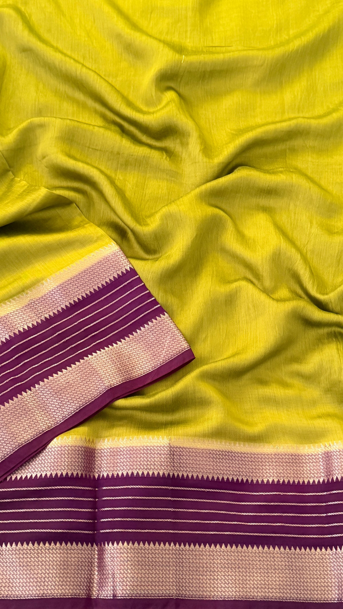 Lime- Olive Soft Cotton Saree