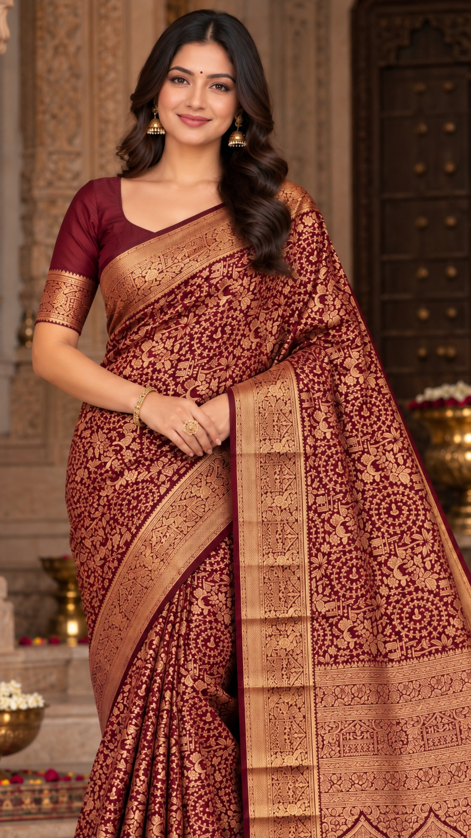 Brown Kanchi Silk Saree