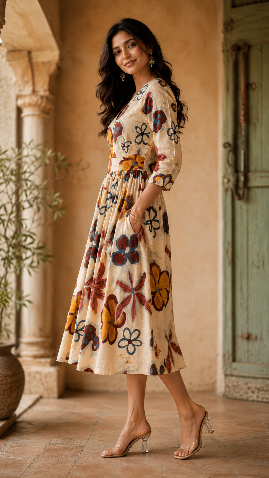 Cream Cotton Midi