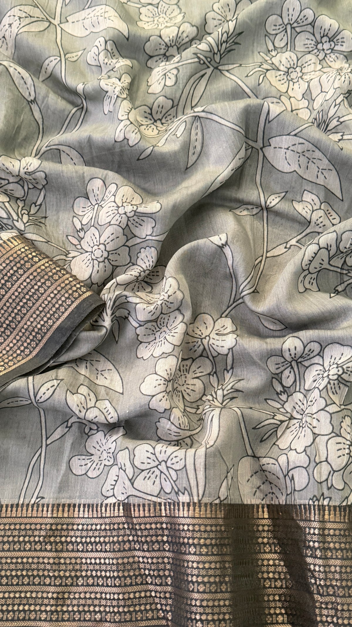 Grey Soft Cotton Saree