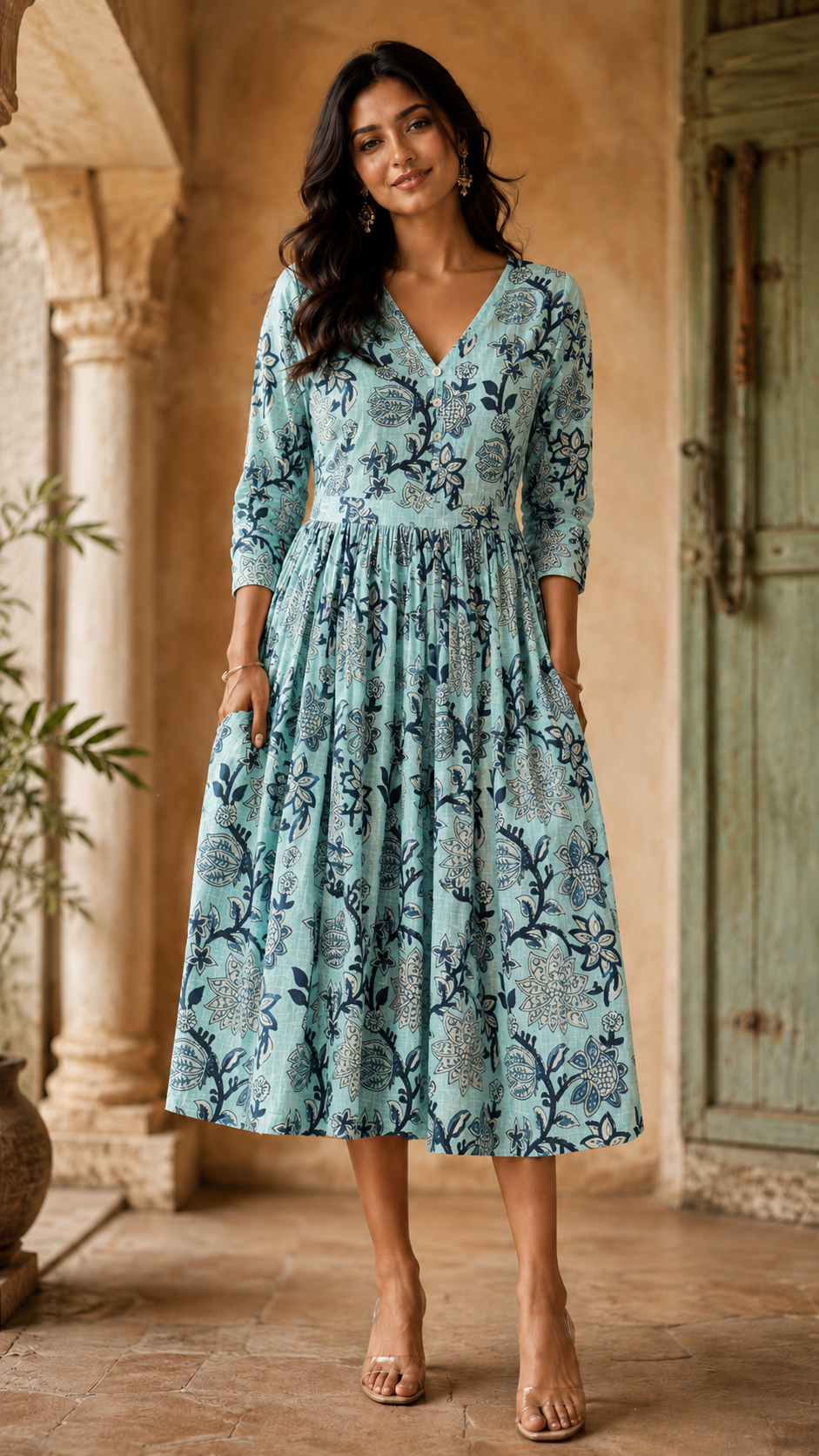 Sky Blue Cotton Midi