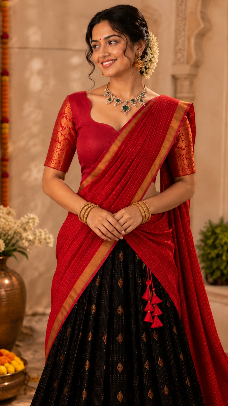 Navy Kuppadam Silk Langa Voni