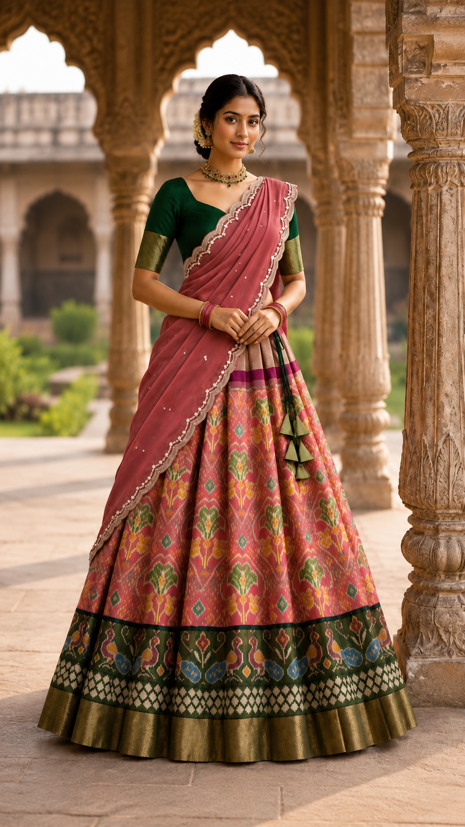 Mauve Pochampally Silk Langa Voni