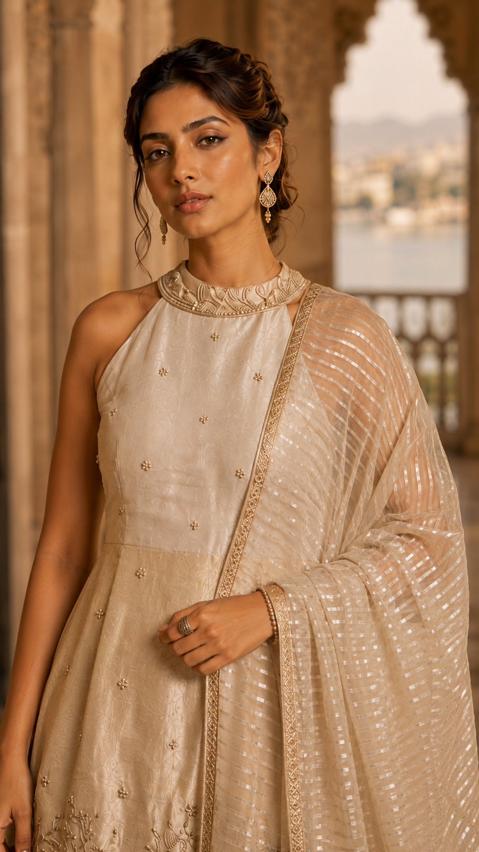 Silver And Gold Tissue Silk Sharara Suit