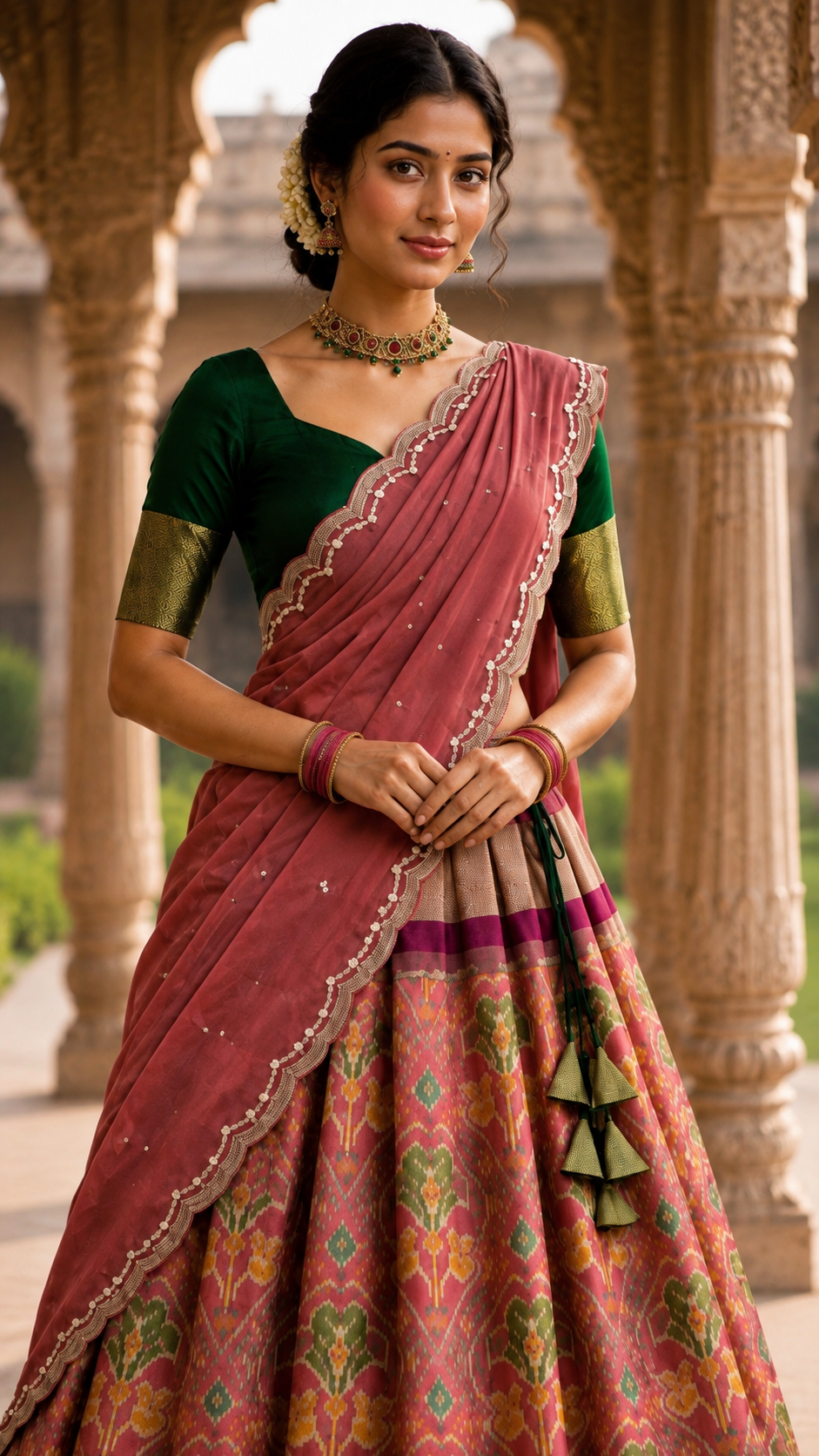 Mauve Pochampally Silk Langa Voni