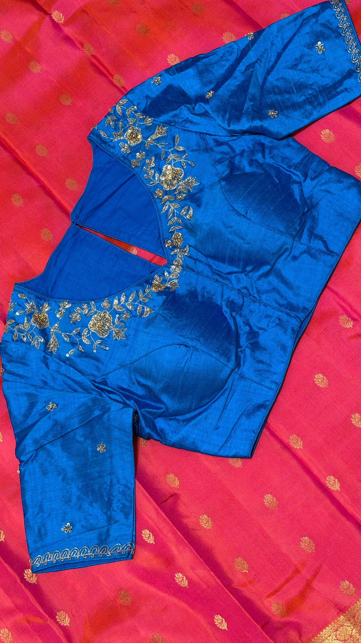 Royal blue Raw Silk Blouse
