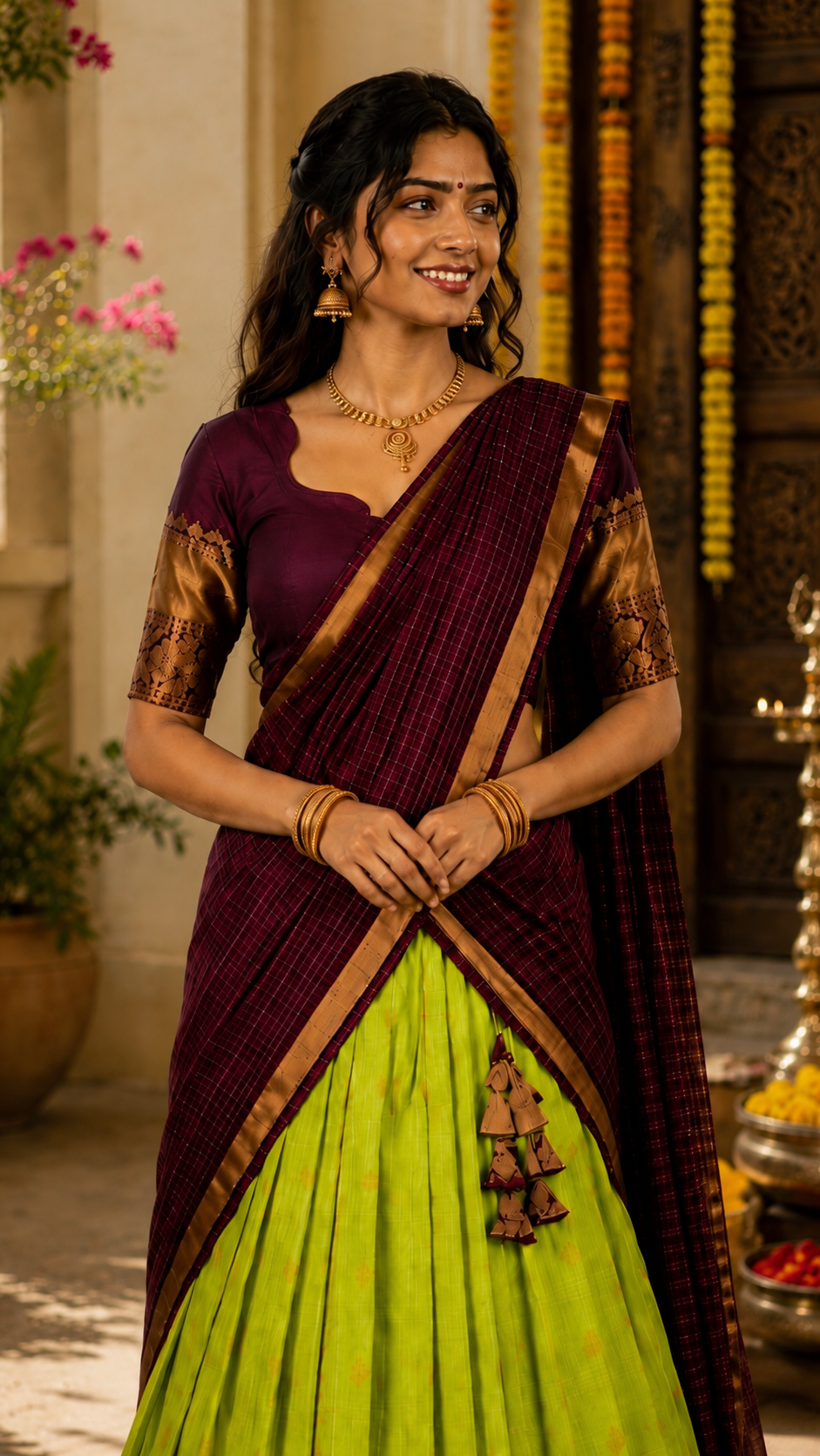 Green Kuppadam Silk Langa Voni