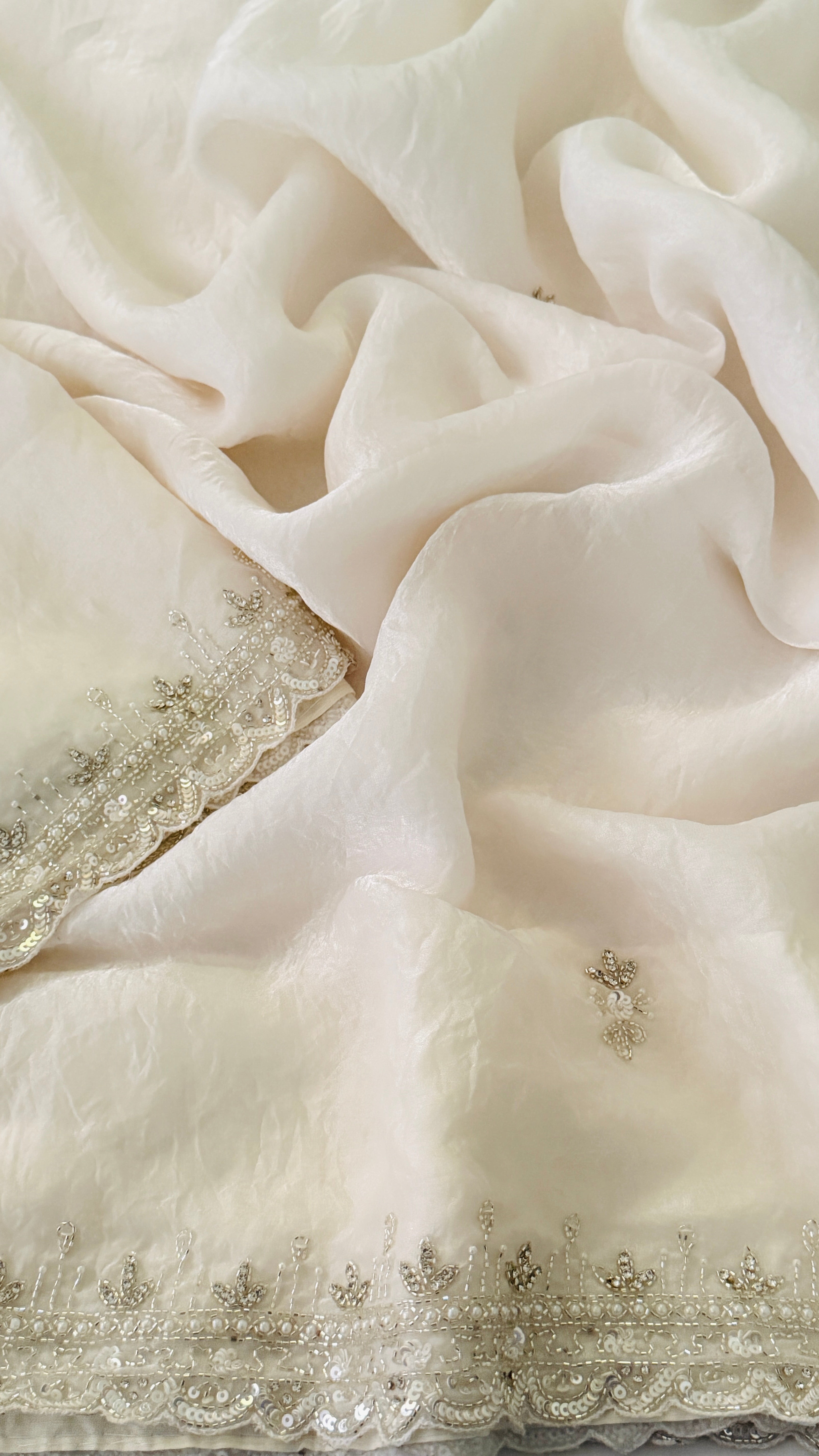 White Glass Organza Fancy Saree
