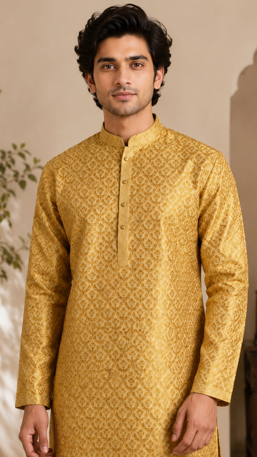 Gold Silk Kurta Set