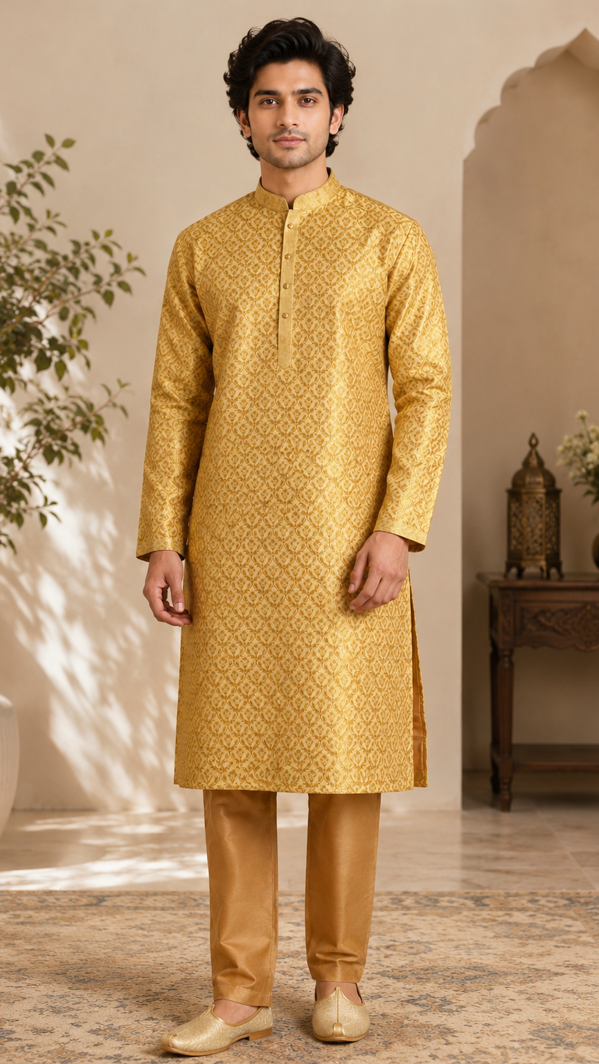 Gold Silk Kurta Set