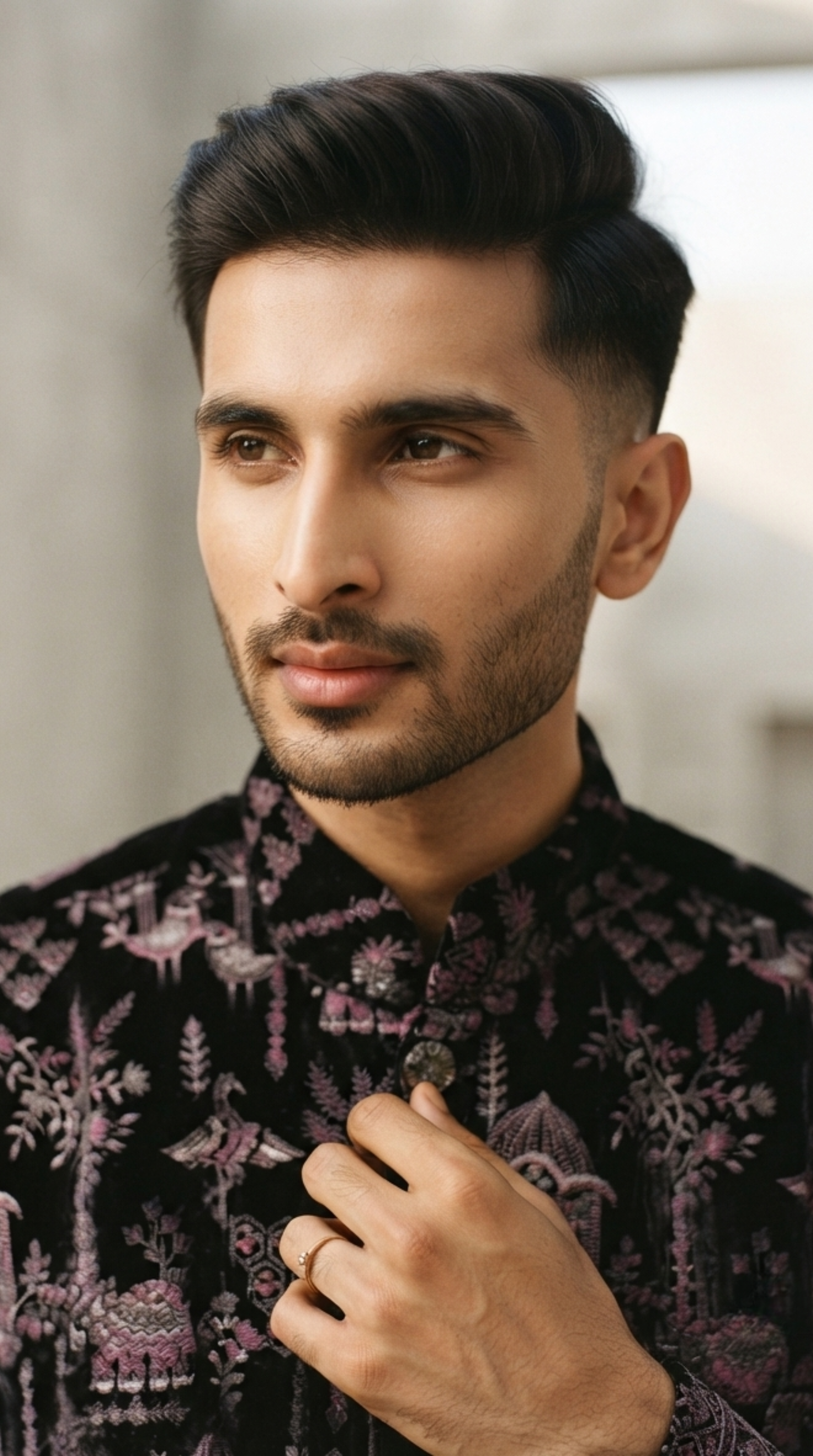 Black Jacquard Silk Jodhpuri