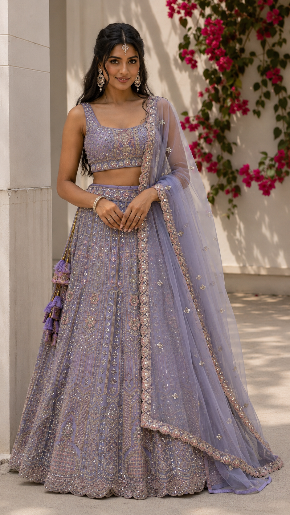 Lavender Embroidered Lehenga