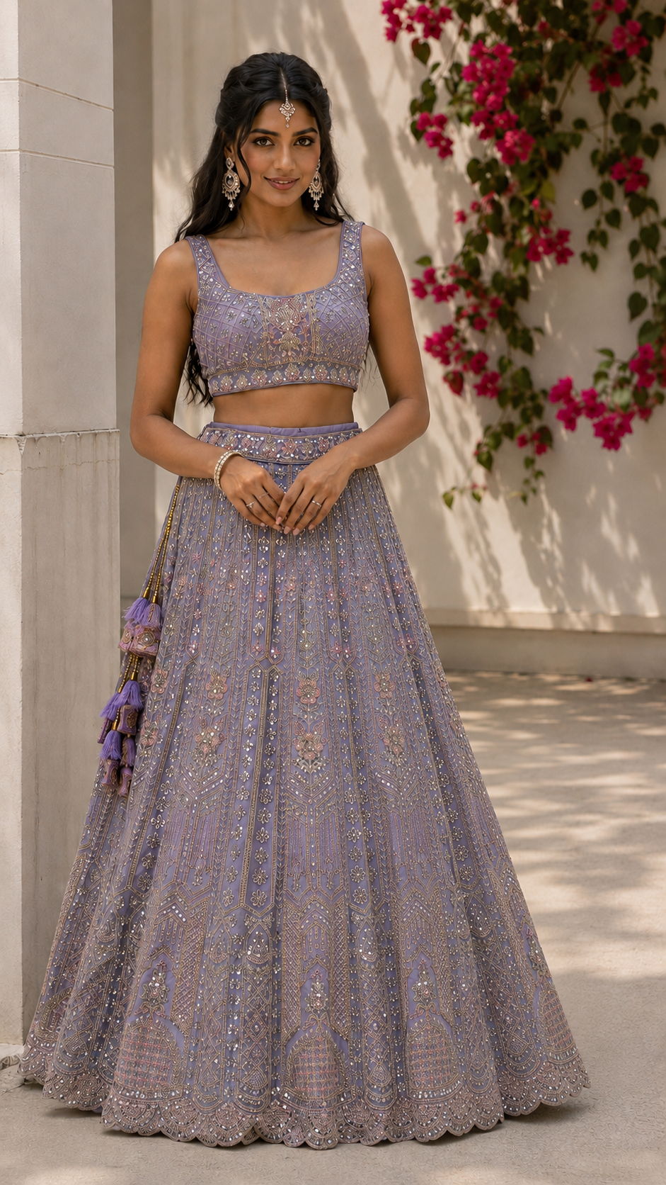 Lavender Embroidered Lehenga
