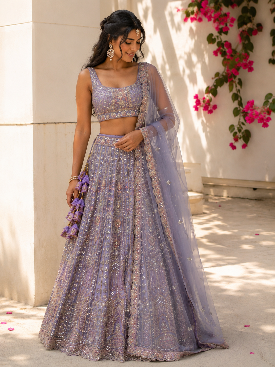 Lavender Embroidered Lehenga