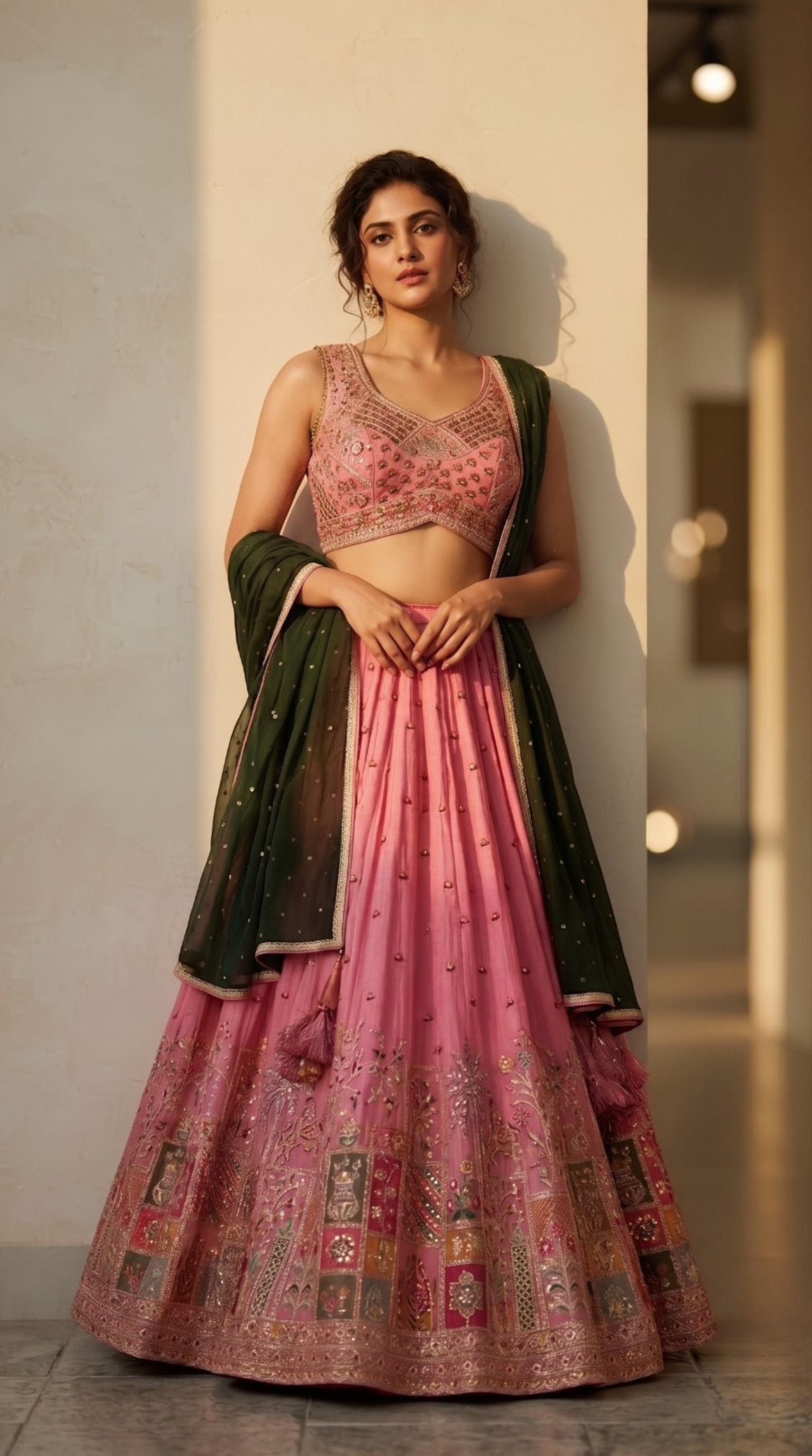 Pink Patchwork Silk Lehenga