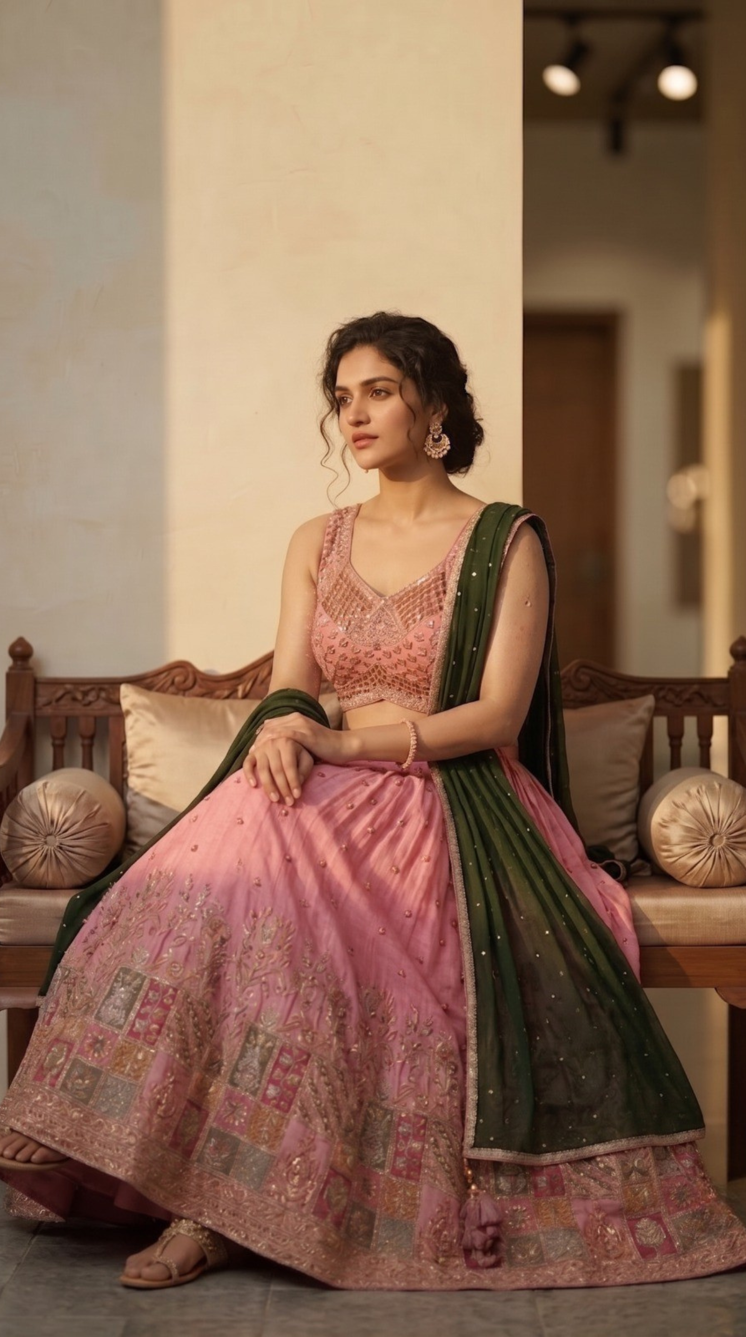 Pink Patchwork Silk Lehenga