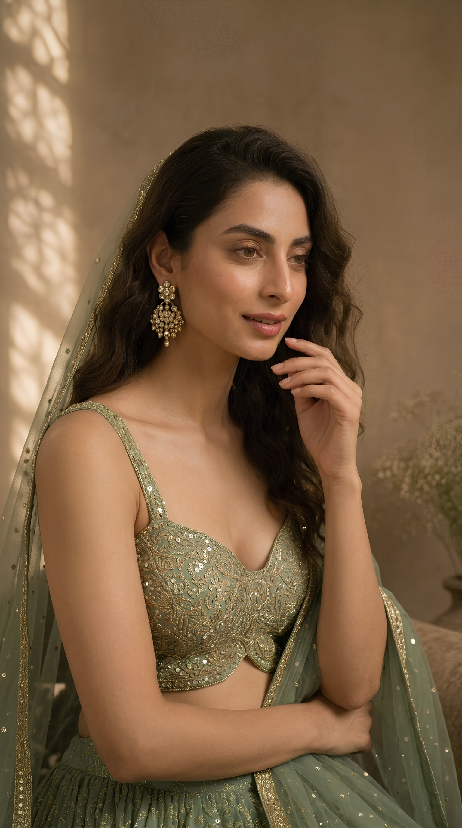 Emerald Green & Gold Lehenga