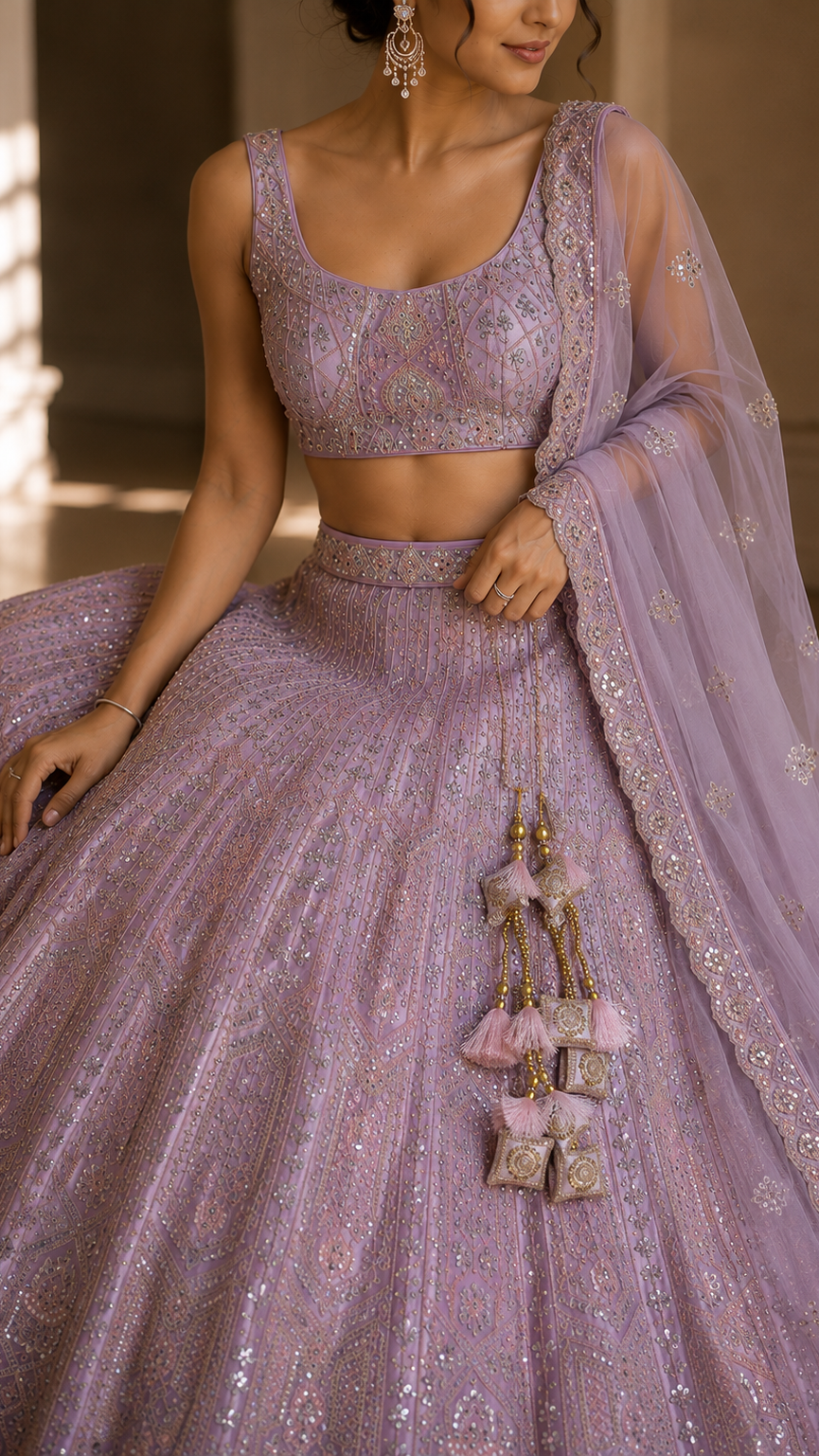Lilac Embroidered Lehenga